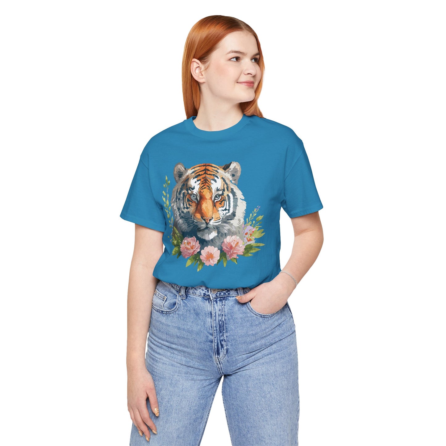 Floral Tiger Shirt, Animal Shirt, Tiger Tee, Unisex Tee, Floral T-shirt, T-Shirt with Animal