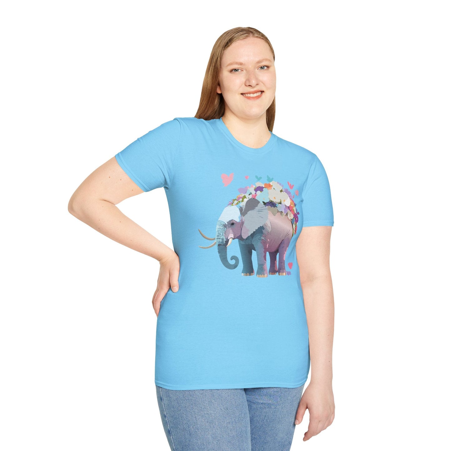 Elephant Graphic T Shirt Unisex Cotton Softstyle Tee Gildan 64000 Elephant Design For Animal Lovers
