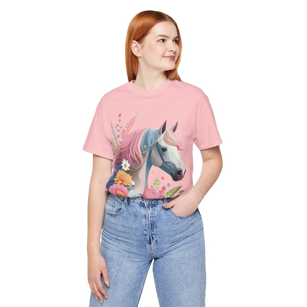 Horse Graphic Unisex Cotton Bella+Canvas Tee with Art Animal Design e309