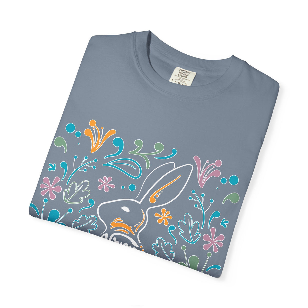 Easter Bunny Floral T-Shirt, Tee Shirt with Easter Signature, T Shirt with Easter Prints, Tee Shirt with Easter Design