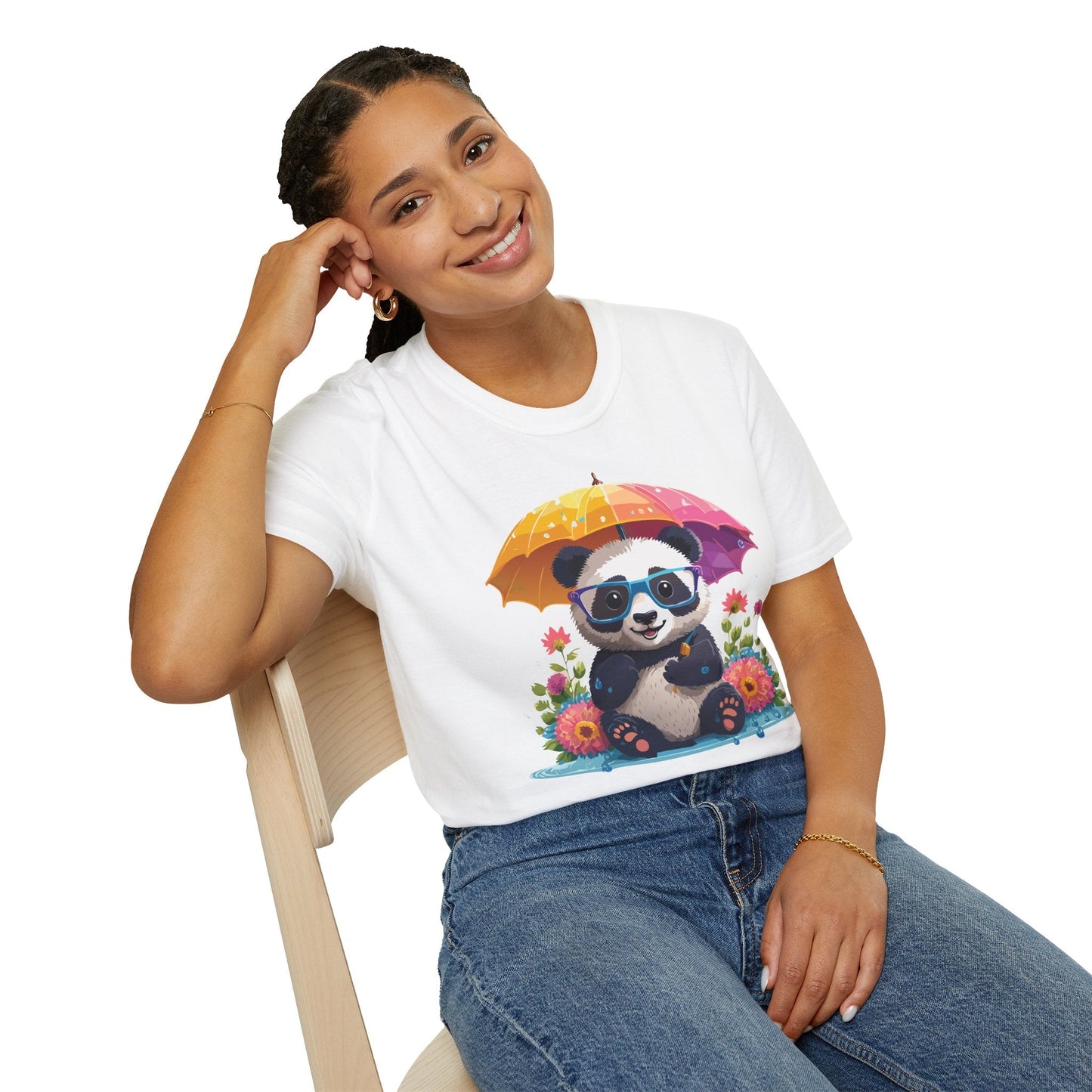 Unisex Panda Shirt Softstyle Tee 100 Percent Ring Spun Cotton Comfortable Animal Tee