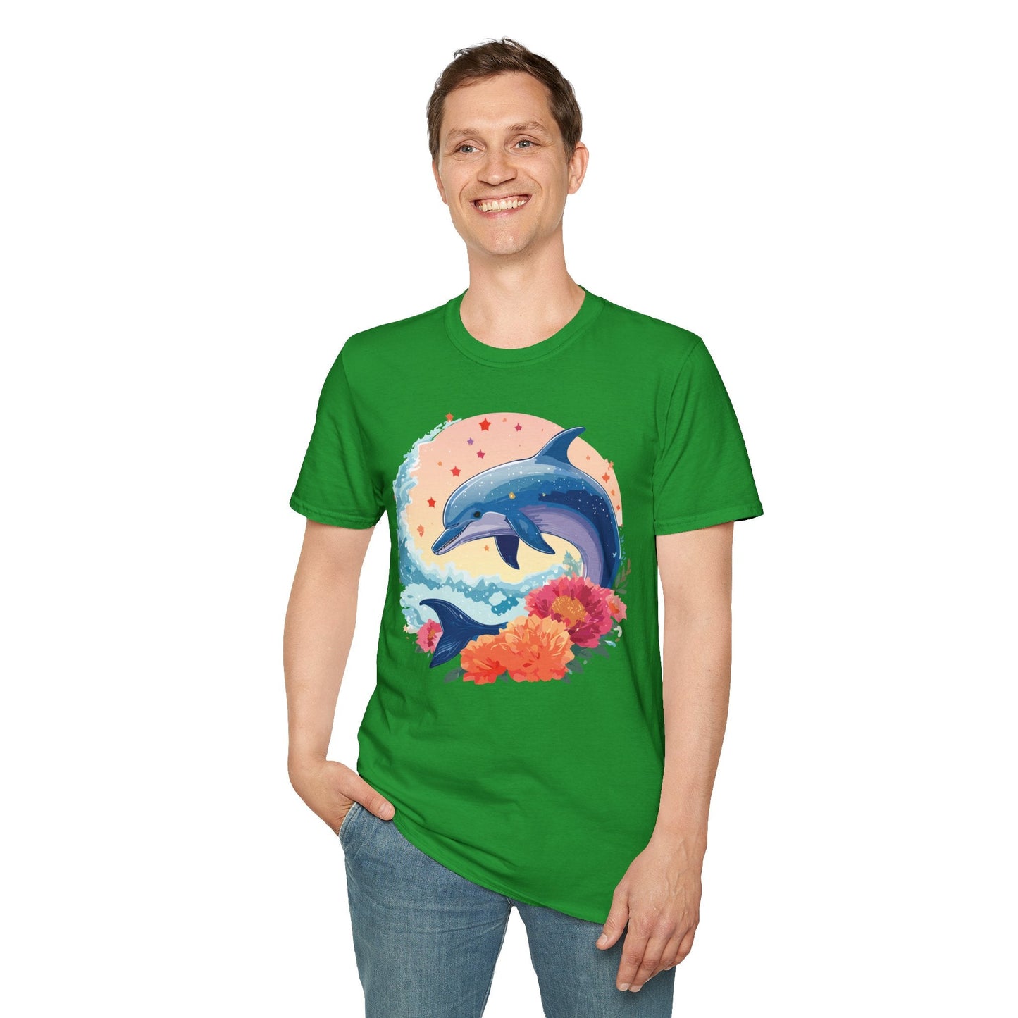Dolphin Shirts Unisex Tee 100 Percent Ring Spun Cotton Gildan Softstyle 64000 For Everyday Comfort