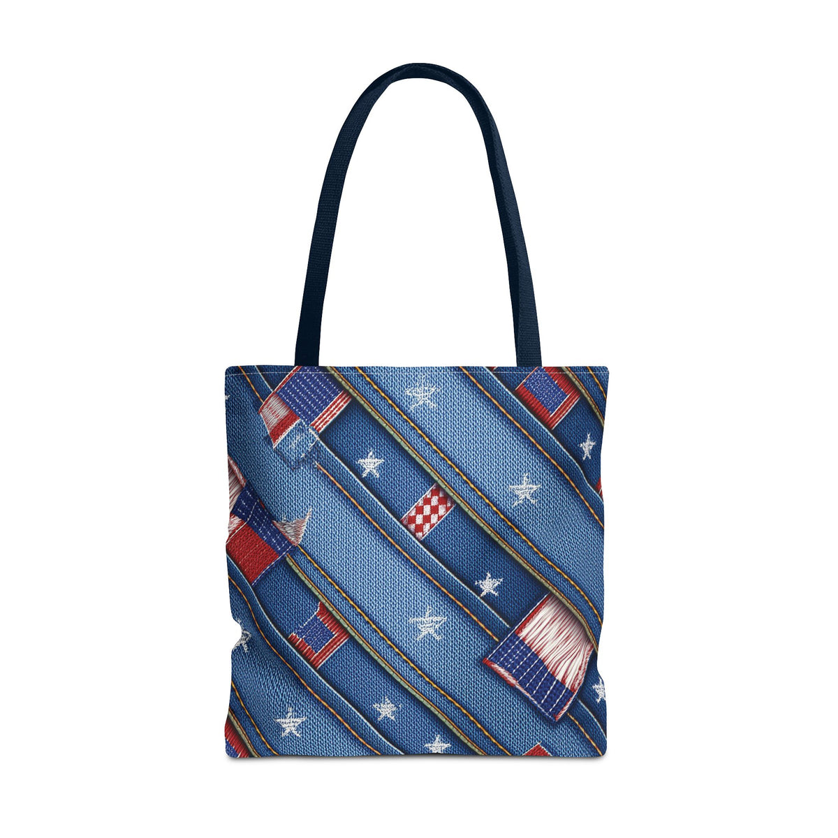 4th of July Graphic Denim Fabric Imitation Print Unisex Canvas Bag Poly Spun 3 Sizes Tote Bag 200-16