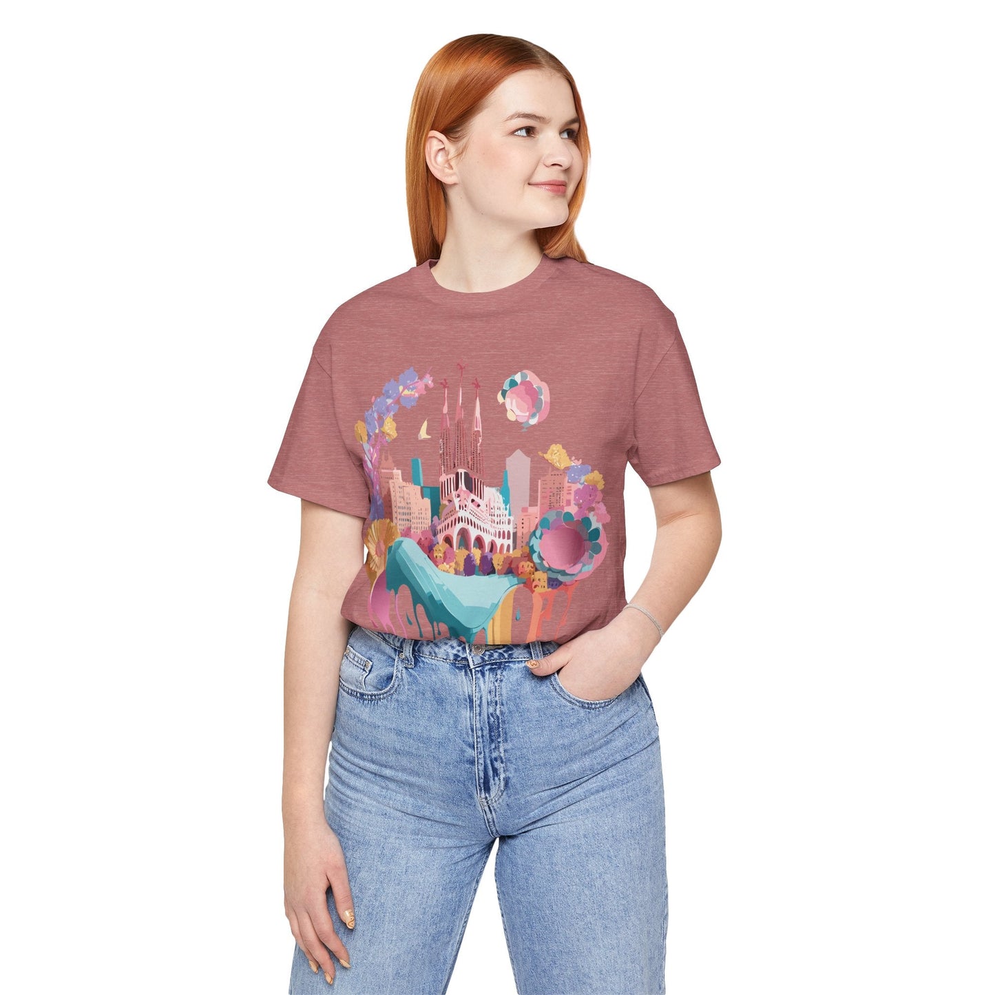 Unisex Graphic Tee Barcelona Design By Adelpha Vintage Artwork Unisex Jersey Short Sleeve Shirt