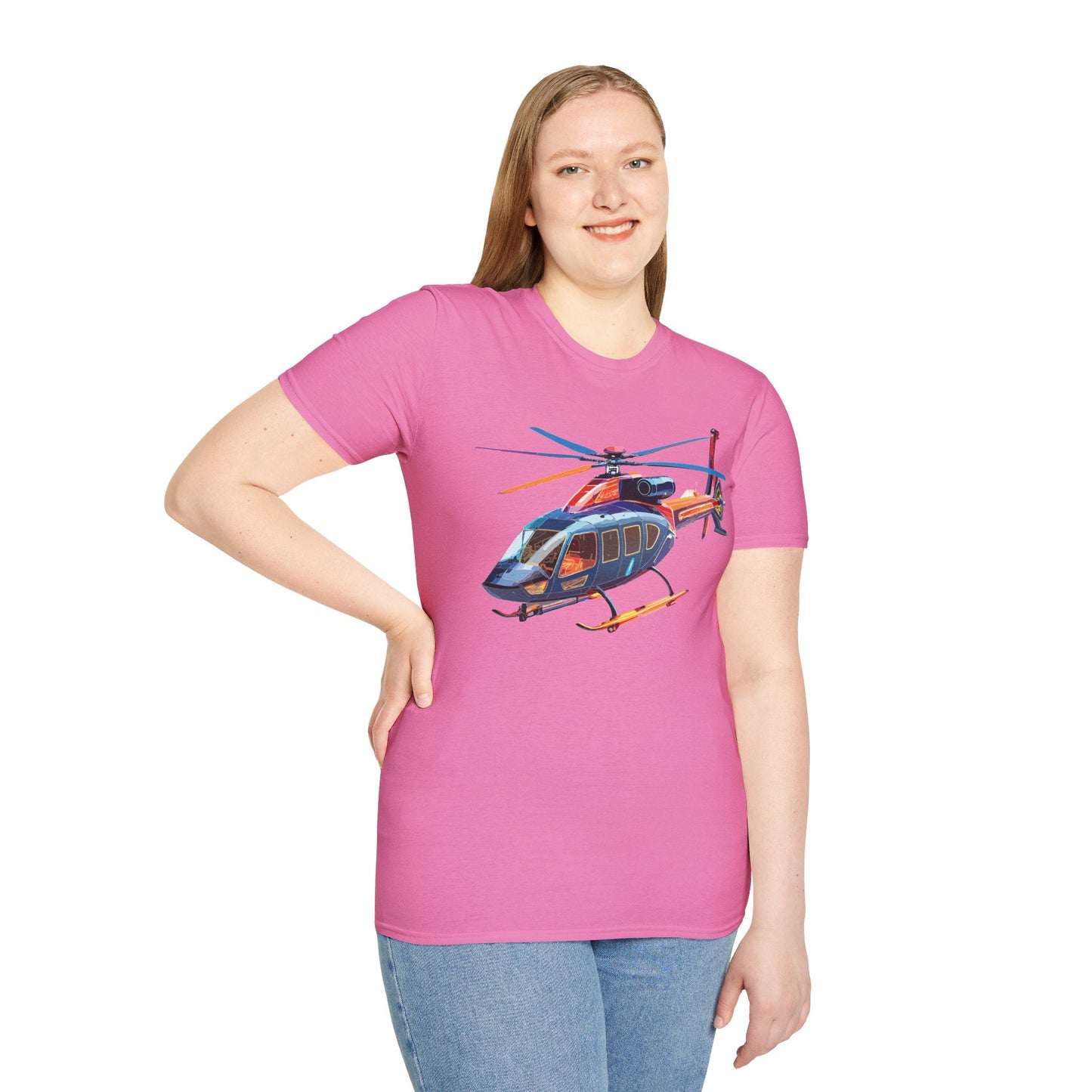 Chopper Helicopter Graphic T Shirt Unisex Softstyle Cotton Short Sleeve Artwork Design