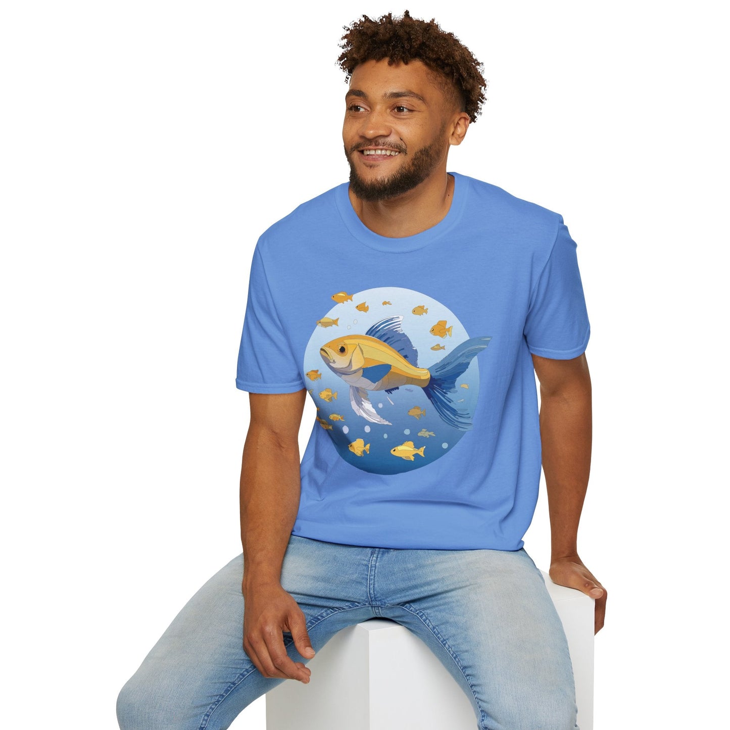 Fish Art Graphic Tee Shirt For Men And Women Unisex Cotton Softstyle Tee With Fish Artwork Design