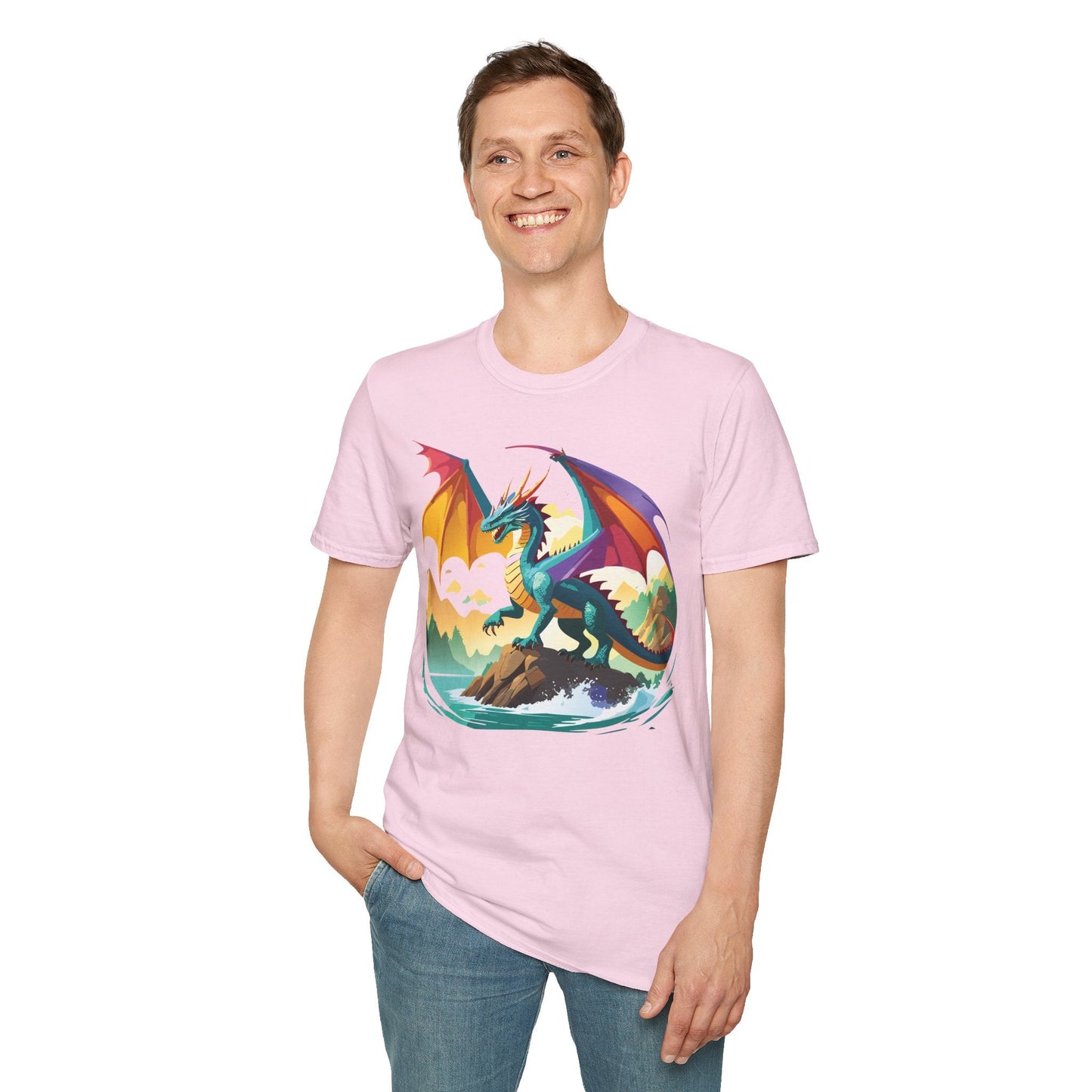 Dragon Graphic Unisex Cotton Softstyle Art Design Tee With Animals 21