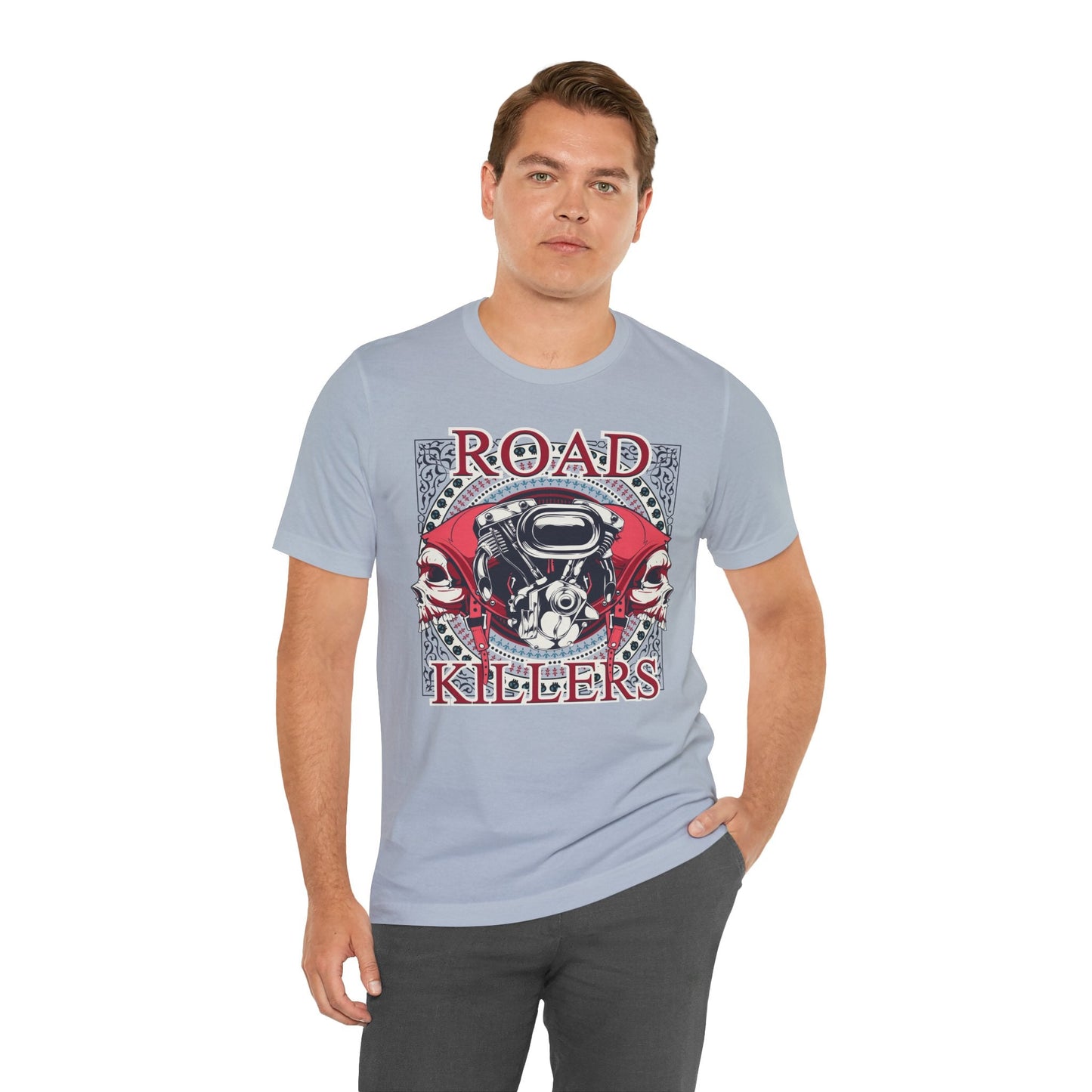 Dark Road Motorcycle Helmet Skull Tee Biker graphic t-shirt G-1