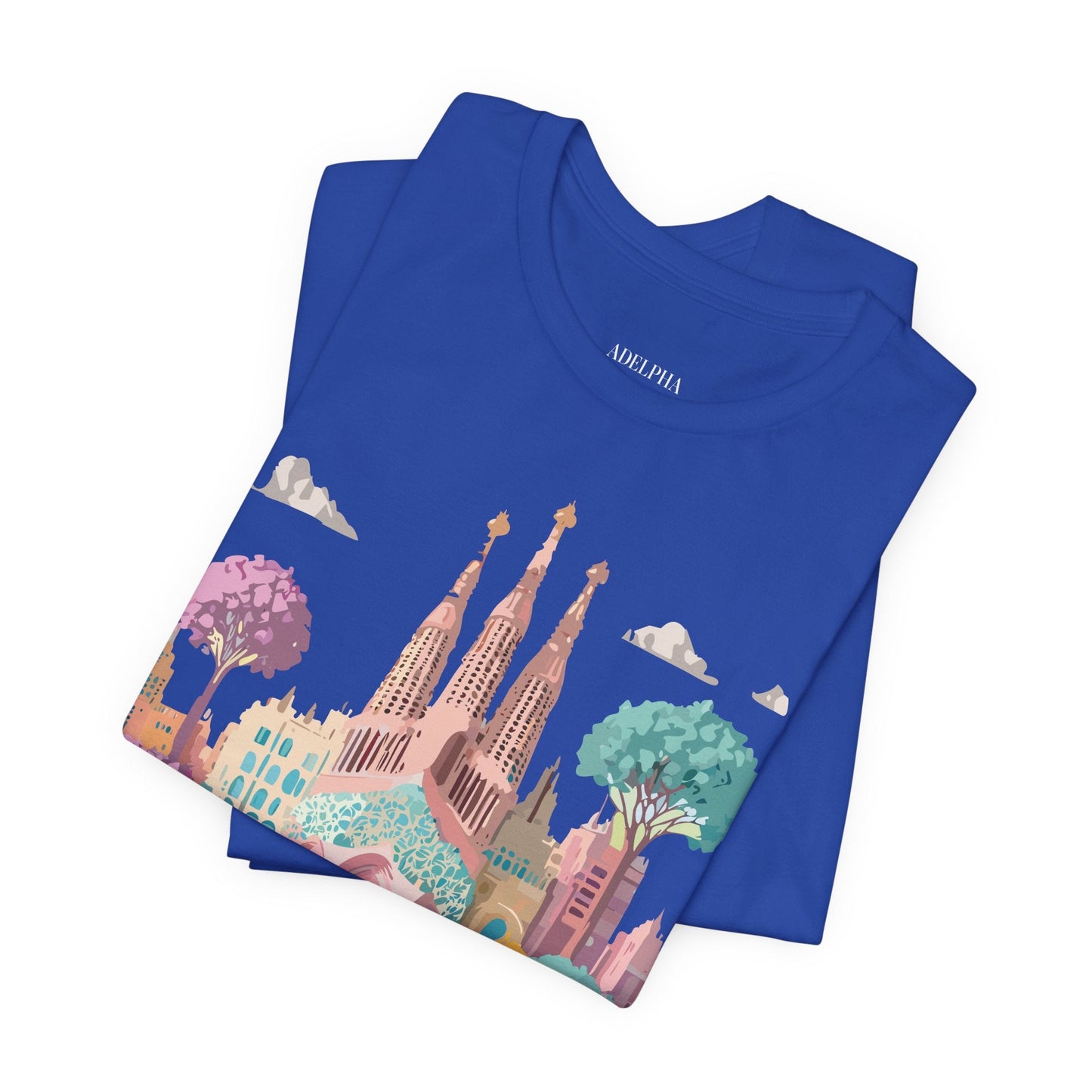 Barcelona Tourist Shirt Unisex Graphic Tee Featuring Original Vintage Art Adelpha