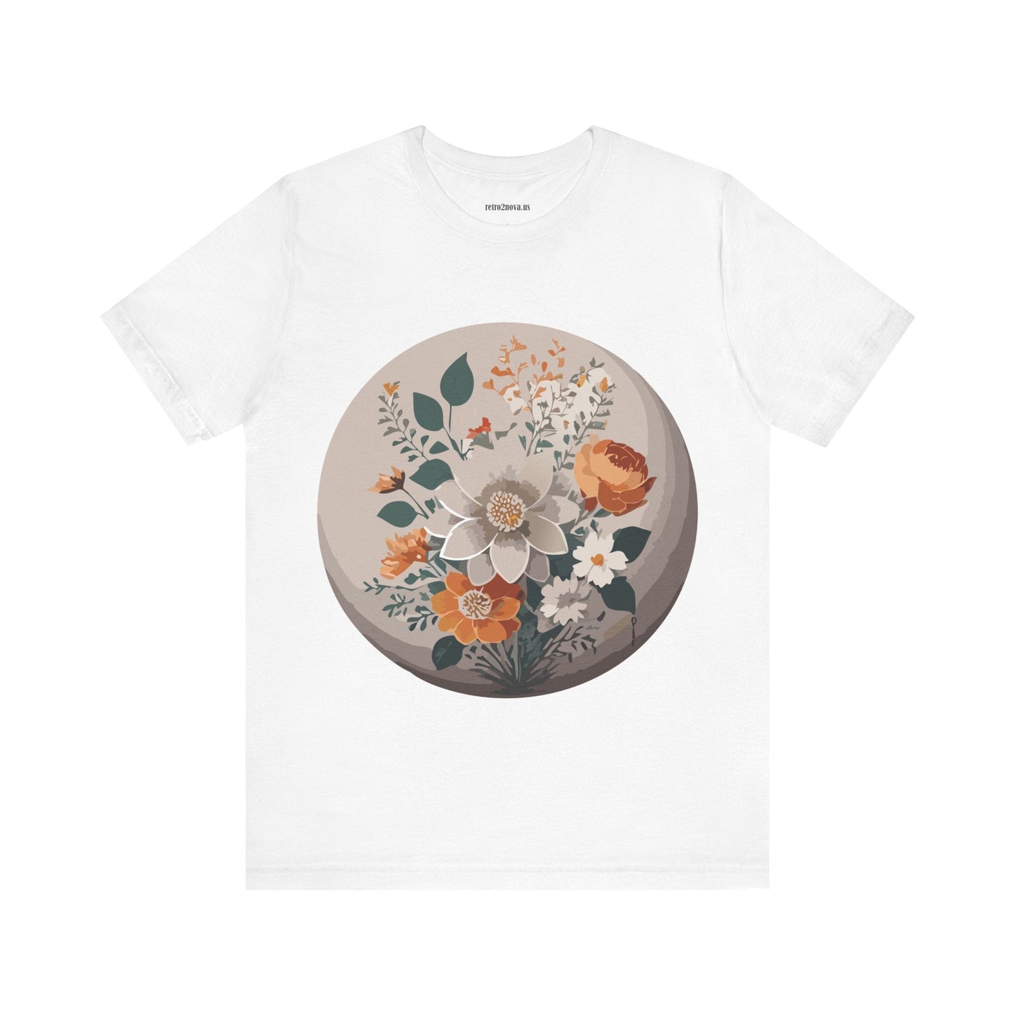 Retro2Nova Floral Shirt Unisex Short Sleeve Tee Lightweight Breathable Cotton Blend Jersey
