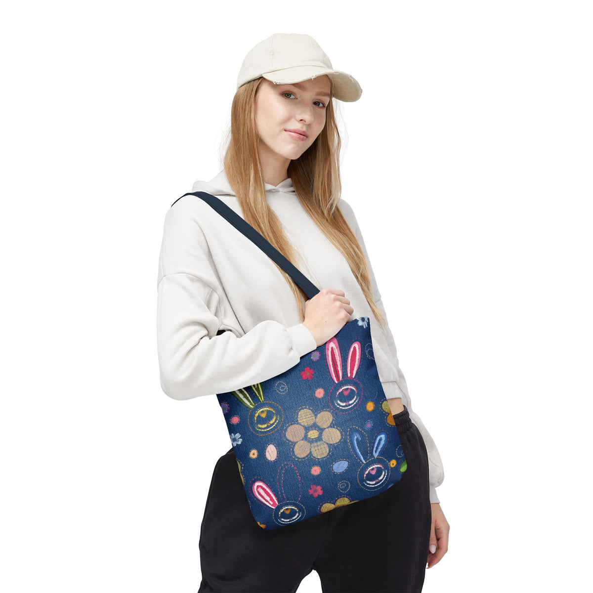 Easter Graphic Design Denim Fabric Imitation Print Unisex Canvas Bag Poly Spun 3 Sizes Tote Bag 204-9