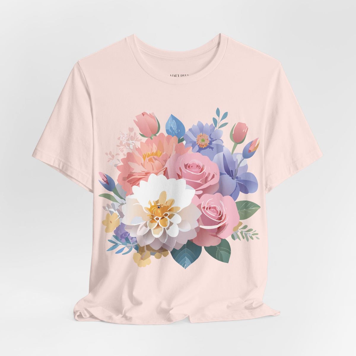 Floral Graphic Unisex Cotton Bella+Canvas Tee with Flowers Art Design n120