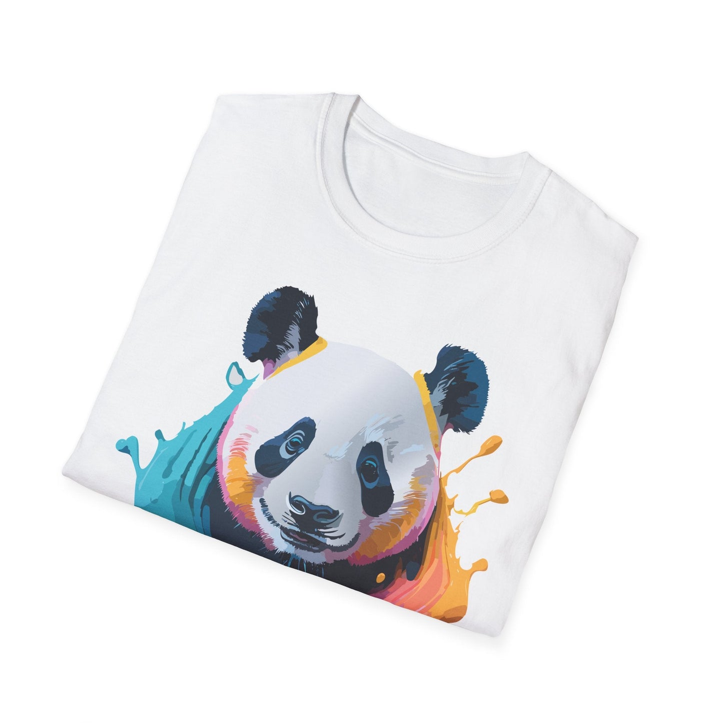 Unisex Panda Shirt T Shirt With Panda Animal Print Tee Softstyle Gildan 64000 100 Percent Ring Spun Cotton