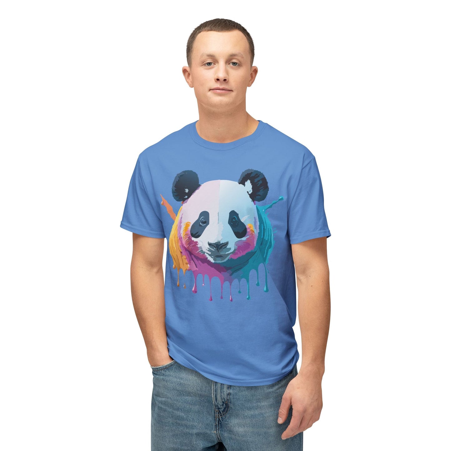 Unisex Panda Art Tee With Floral Print Premium Vintage Style HD Cotton Shirt Comfortable