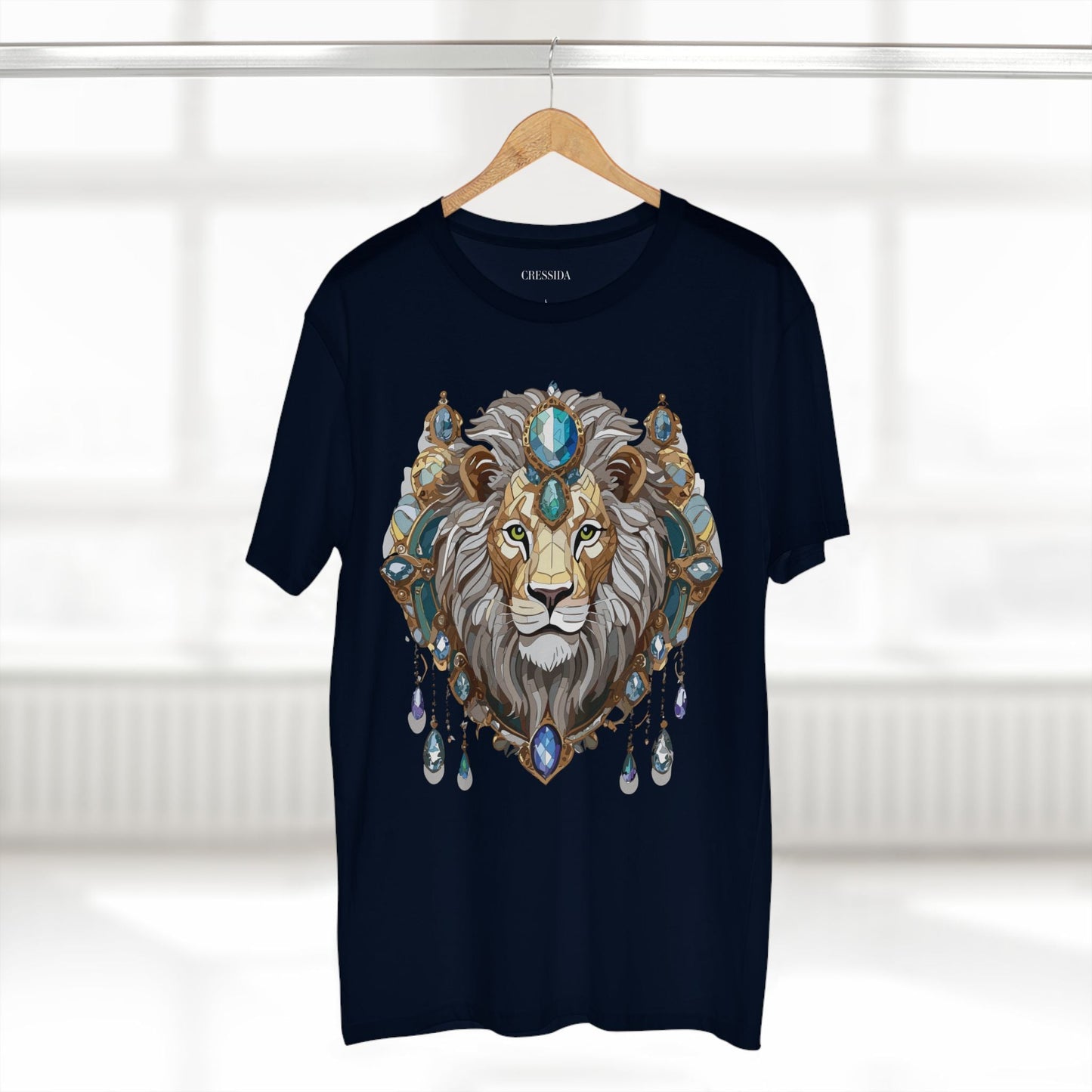 Lion Graphic Unisex 100 Cotton Tee With Unique Animal Golden Medallion Art Design 61