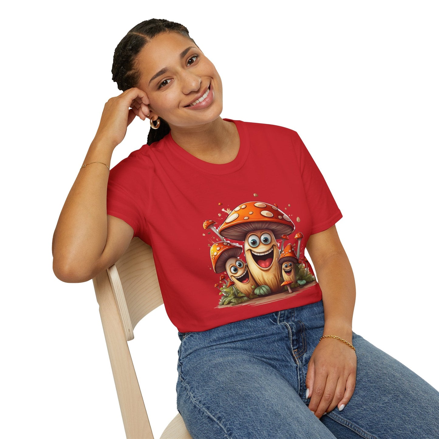 Funny Mashroom Graphic Unisex Softstyle Cotton With Cartoon Illustration Design 14