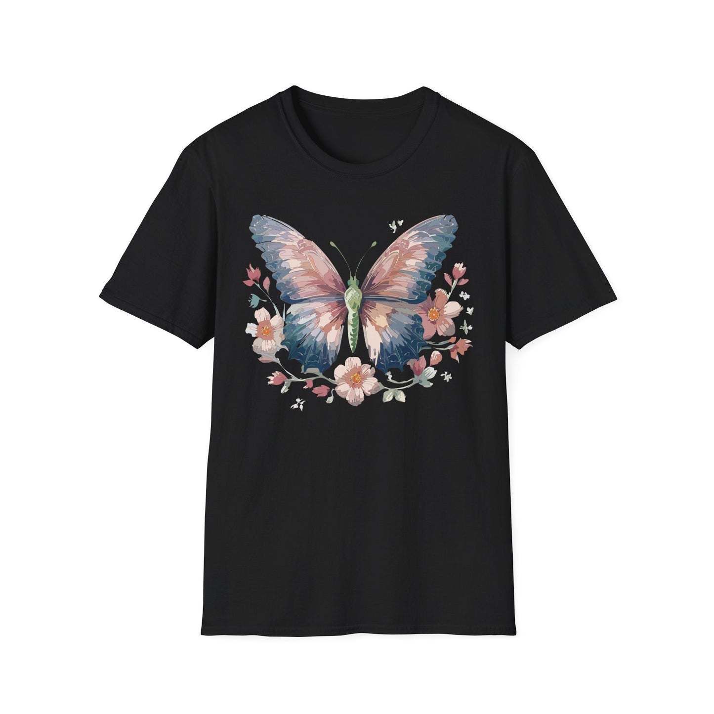 Butterfly Print T Shirt Monarch Unisex Gildan Softstyle 64000 Cotton Tee For Everyday Comfort