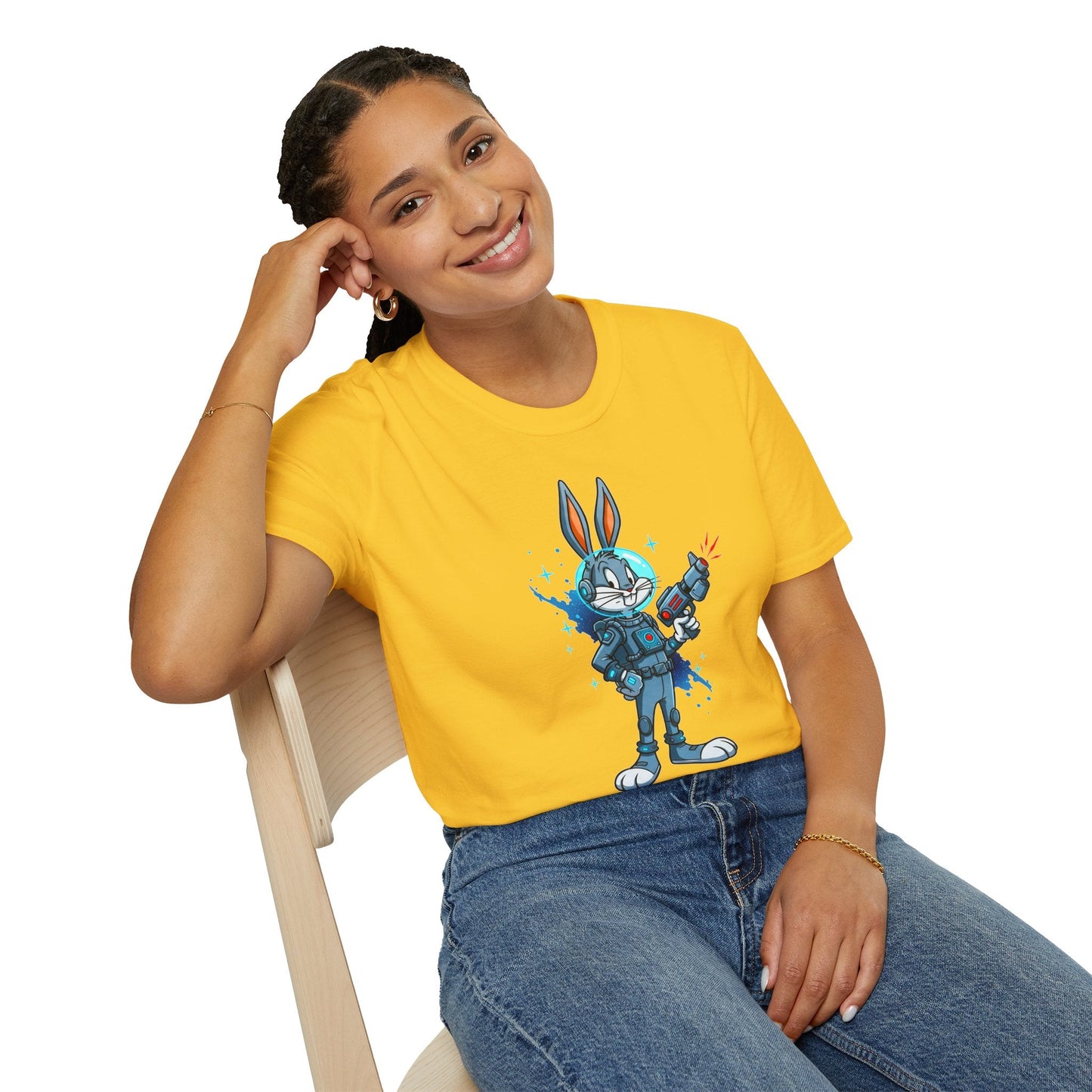 Bugs Bunny Shirt Unisex Gildan Softstyle 64000 Cartoon Tee 100 Percent Ring Spun Cotton