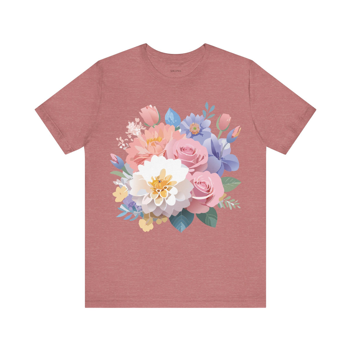 Floral Graphic Unisex Cotton Bella+Canvas Tee with Flowers Art Design n120