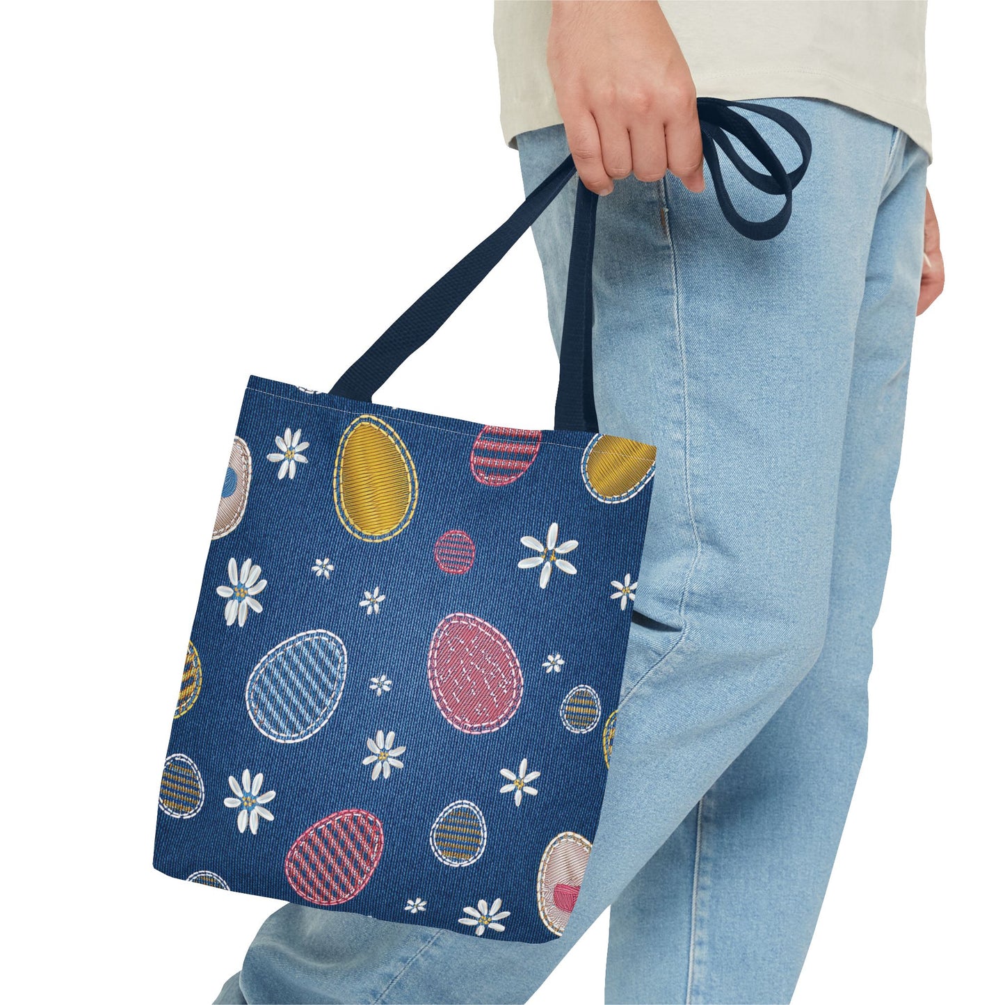 Easter Graphic Design Denim Fabric Imitation Print Unisex Canvas Bag Poly Spun 3 Sizes Tote Bag 204-15