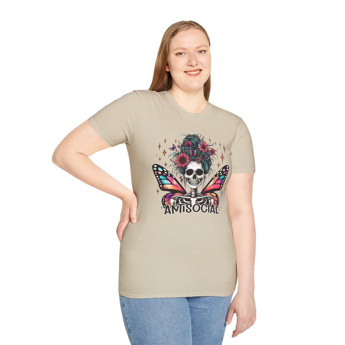 Unisex Skull Graphic Tee Shirt Short Sleeve Skeleton Gildan Softstyle 64000 100 Ring Spun Cotton