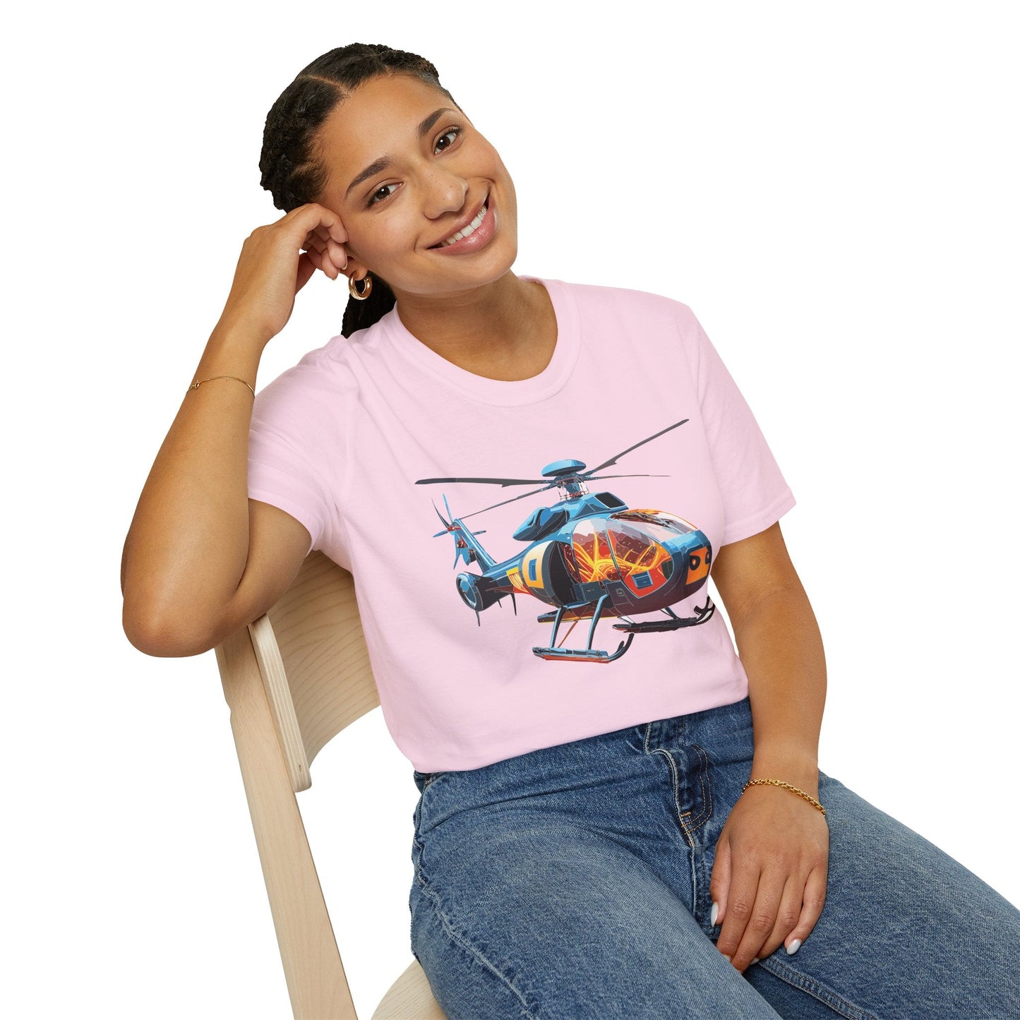 Helicopter Chopper Shirt Unisex Gildan Softstyle 64000 Short Sleeve Tee For Everyday Wear