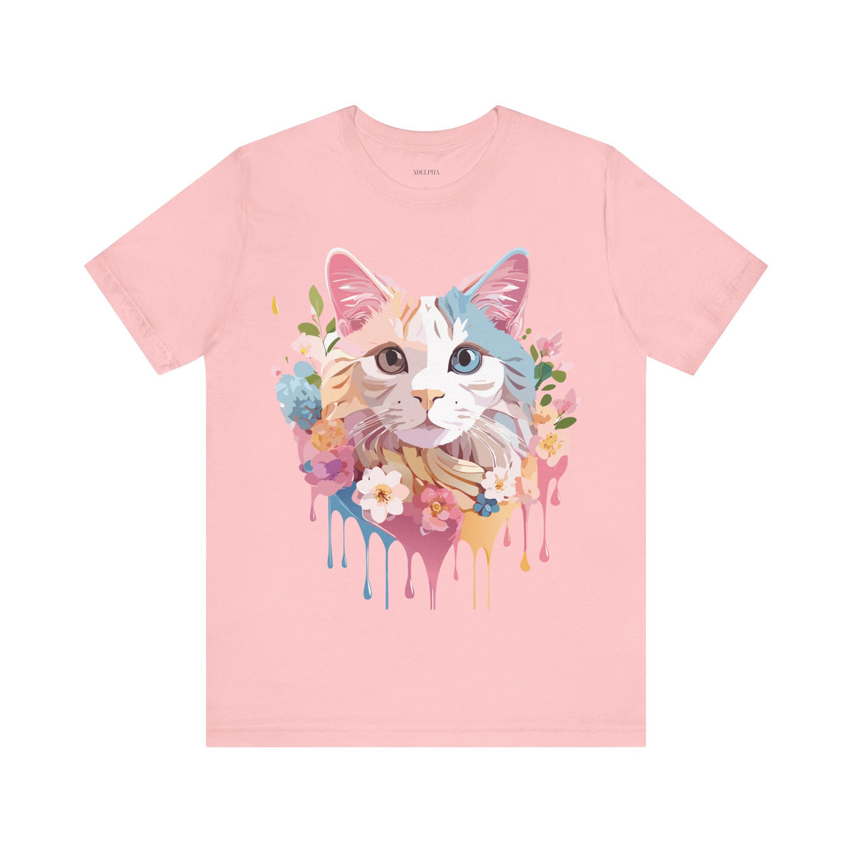 Cat Graphic Unisex Cotton Bella+Canvas Tee with Art Animal Design e209