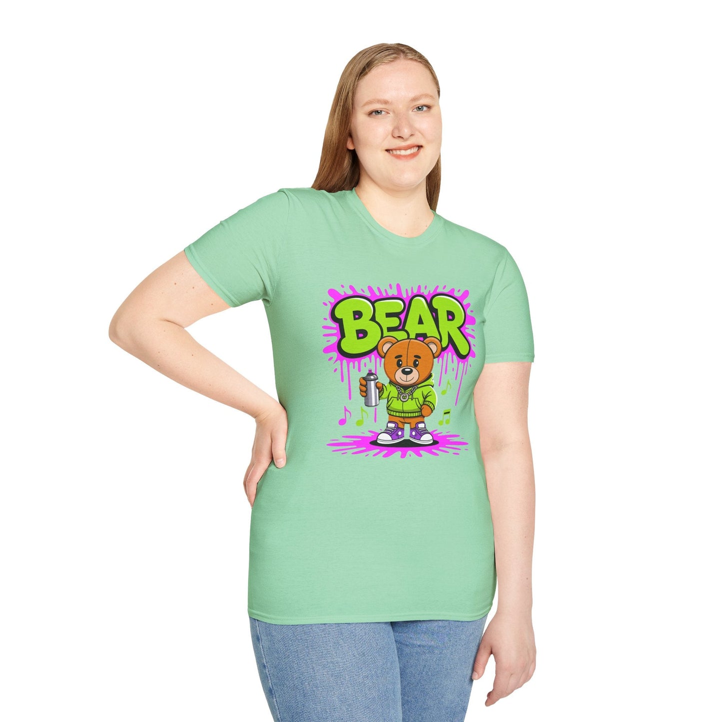 Unisex Cartoon T Shirt With Funny Animals Print Gildan Softstyle 64000 Tee Comfortable Everyday Wear