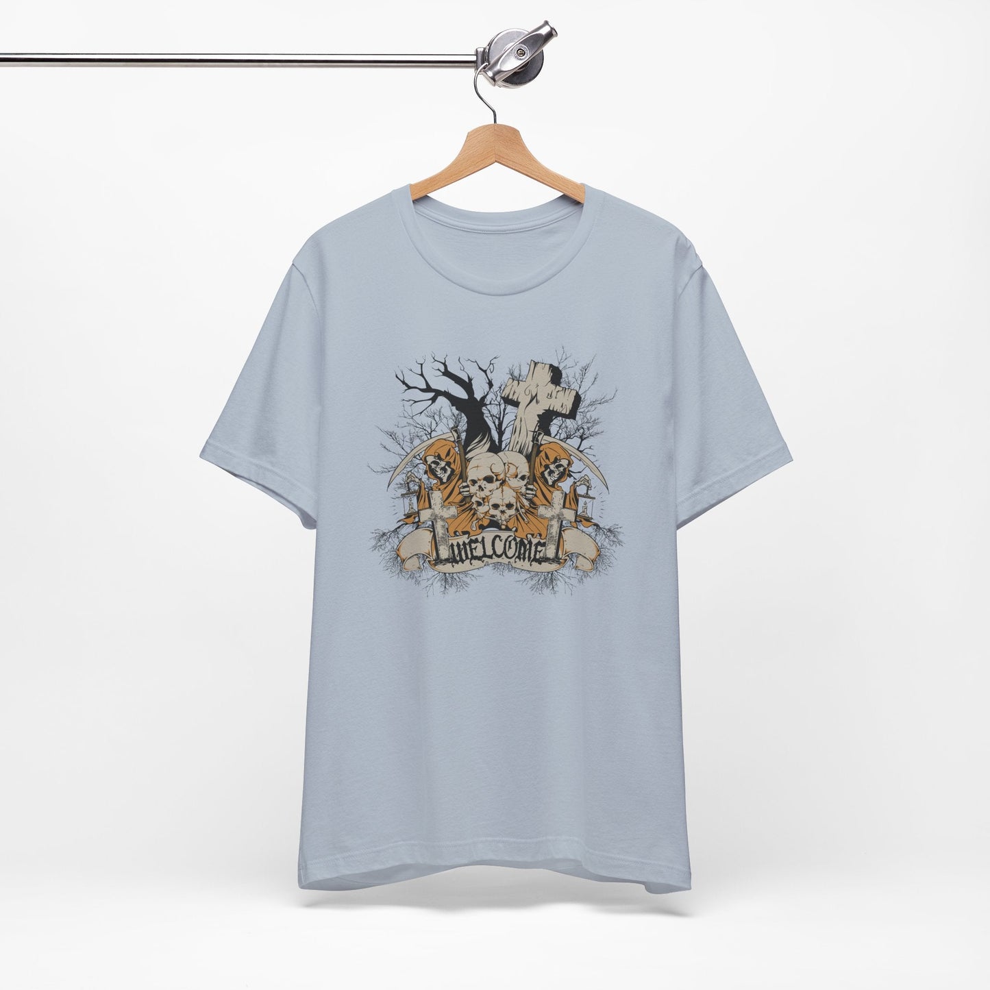 Skull Halloween Graphic Design Unisex Cotton T-Shirt Art-50