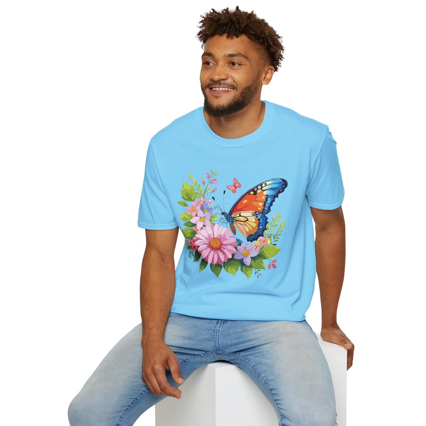Butterfly T Shirt Unisex Short Sleeve Gildan Softstyle 64000 Monarch Butterfly Design Graphic