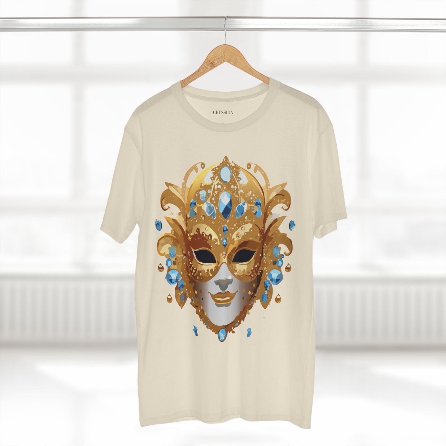 Carnival Mask Graphic T-Shirt Unisex 100 Cotton With Antique Gold Art Design Tee 21