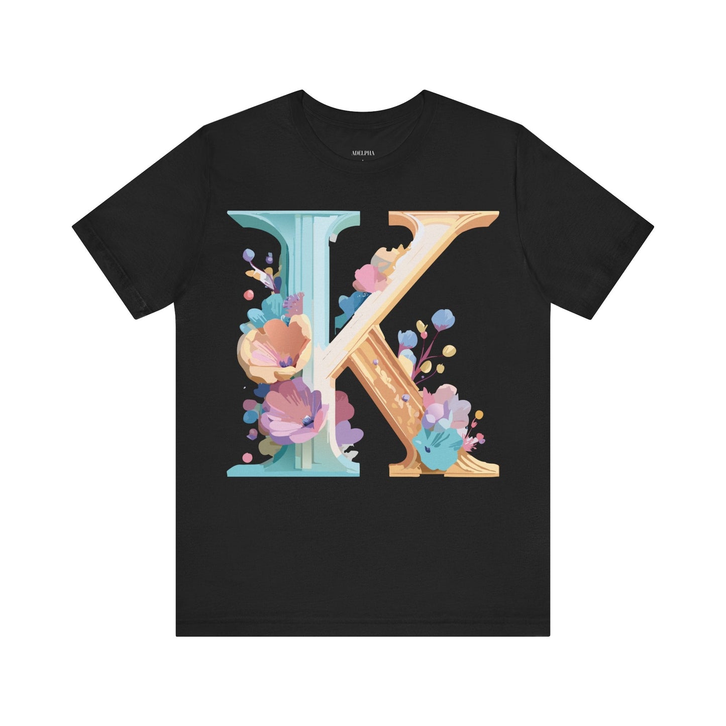 Letter K Shirt Graphic Tee Unisex Vintage Inspired Adelpha Art Design Tee Premium Soft Cotton