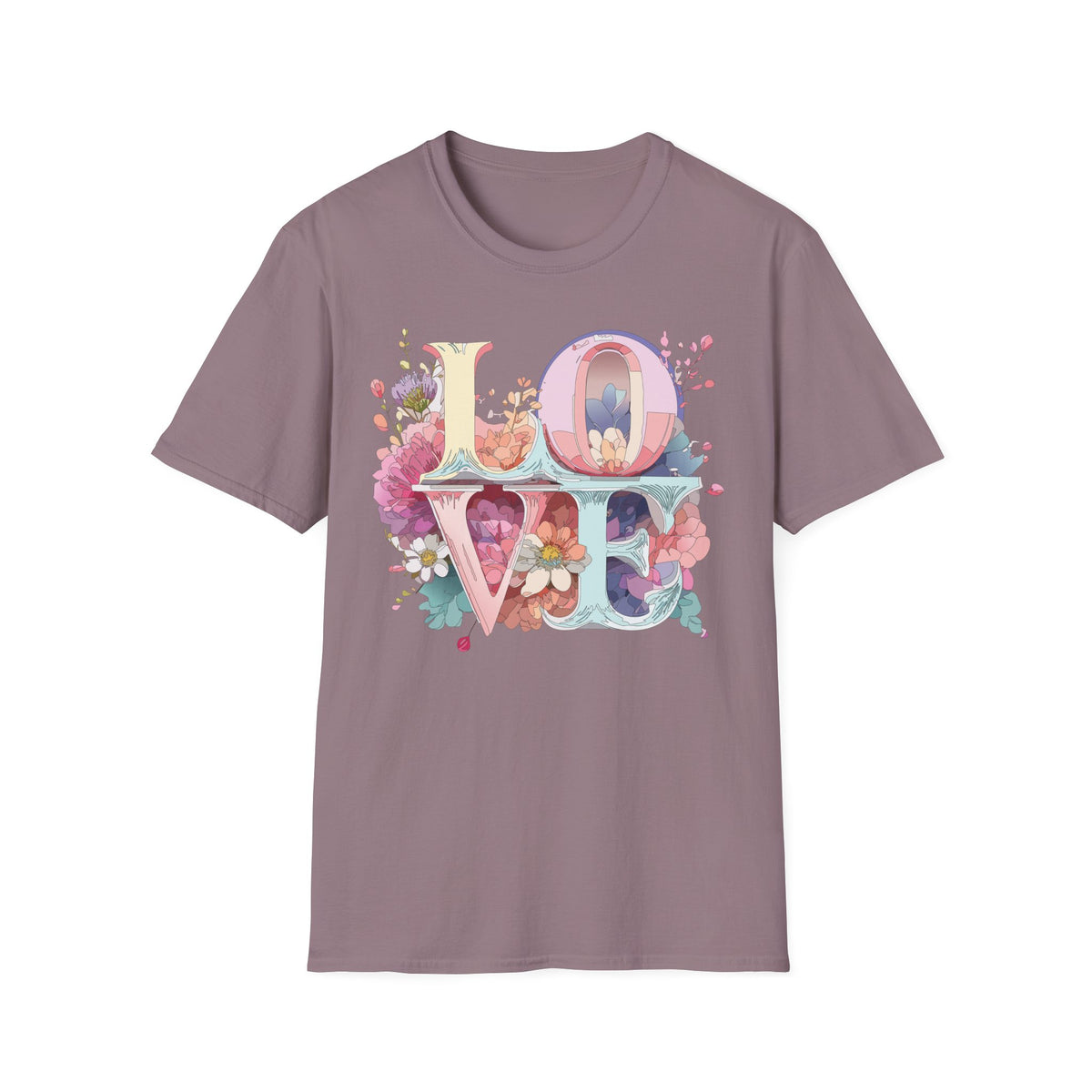 LOVE floral letter tee, T-Shirt | pastel bloom typography