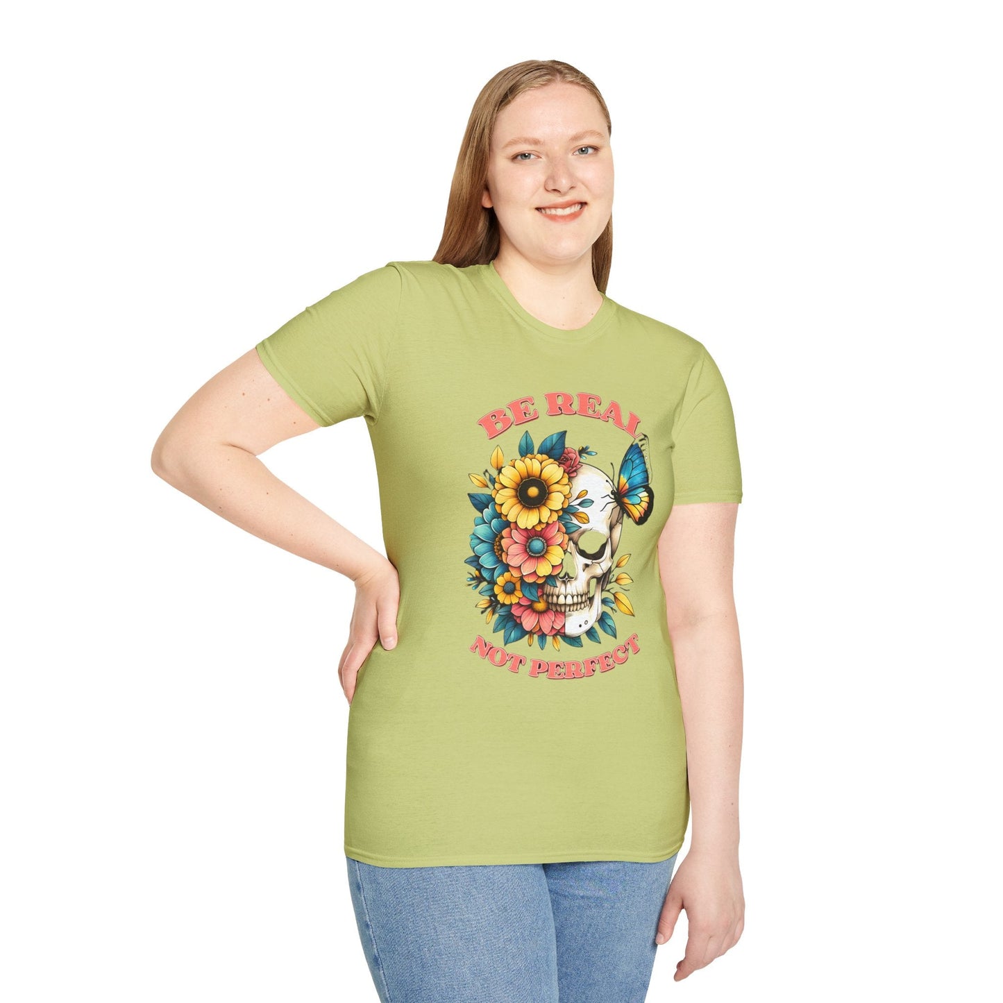 Gildan Skull Tee Shirt Unisex Skeleton Print Tee 100 Percent Ring Spun Cotton Softstyle