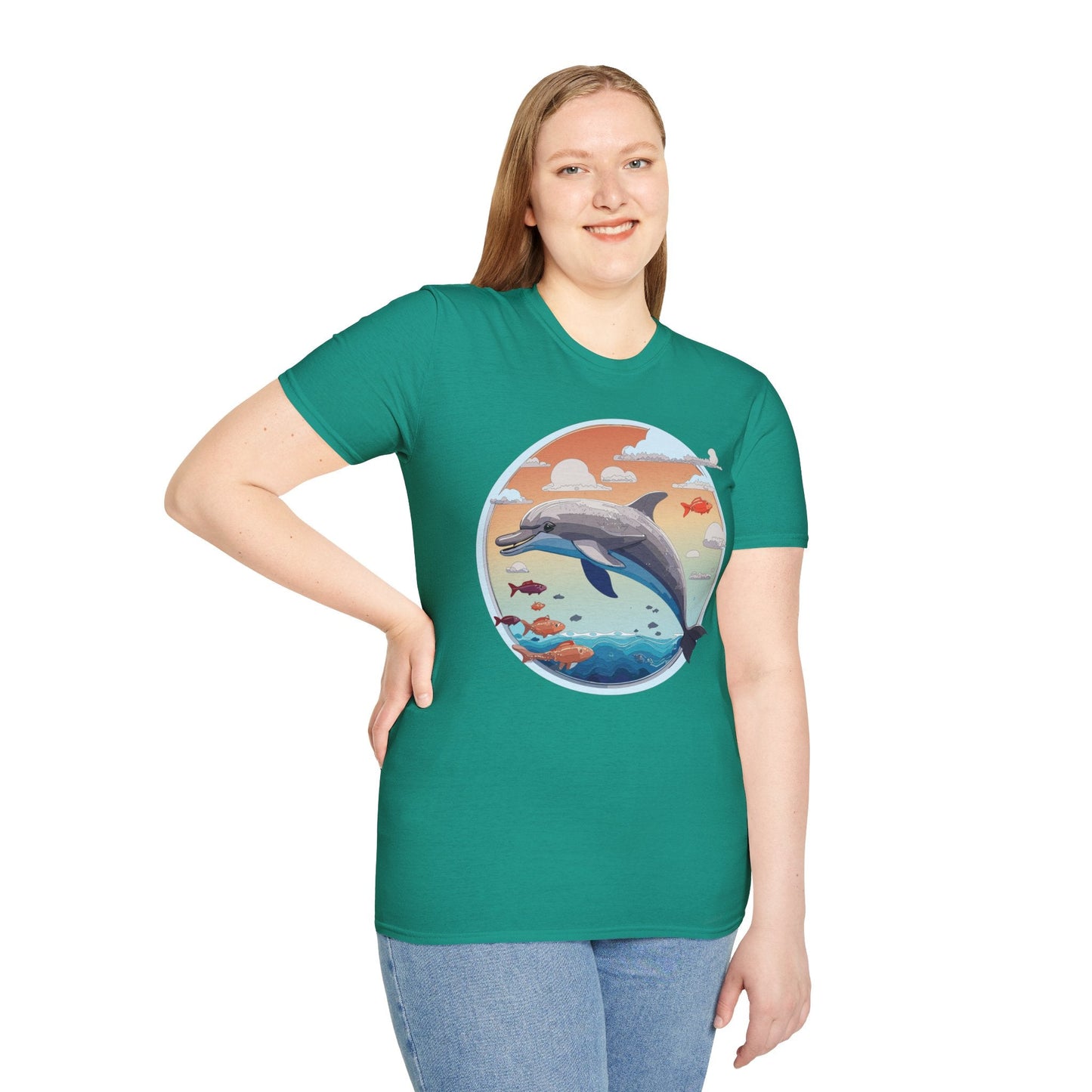 Dolphin Shirt Unisex Gildan Softstyle Cotton Tee For Men Women Dolphin Fish Animal Shirt