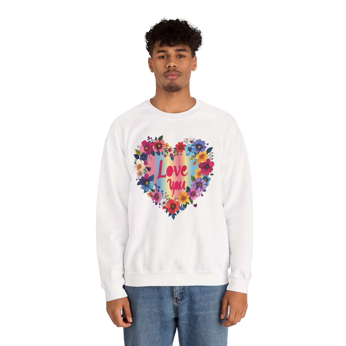 Floral Love Graphic Valentine's Day Sweatshirt Unisex 50/50 Cotton-Poly Sweatshirt w66
