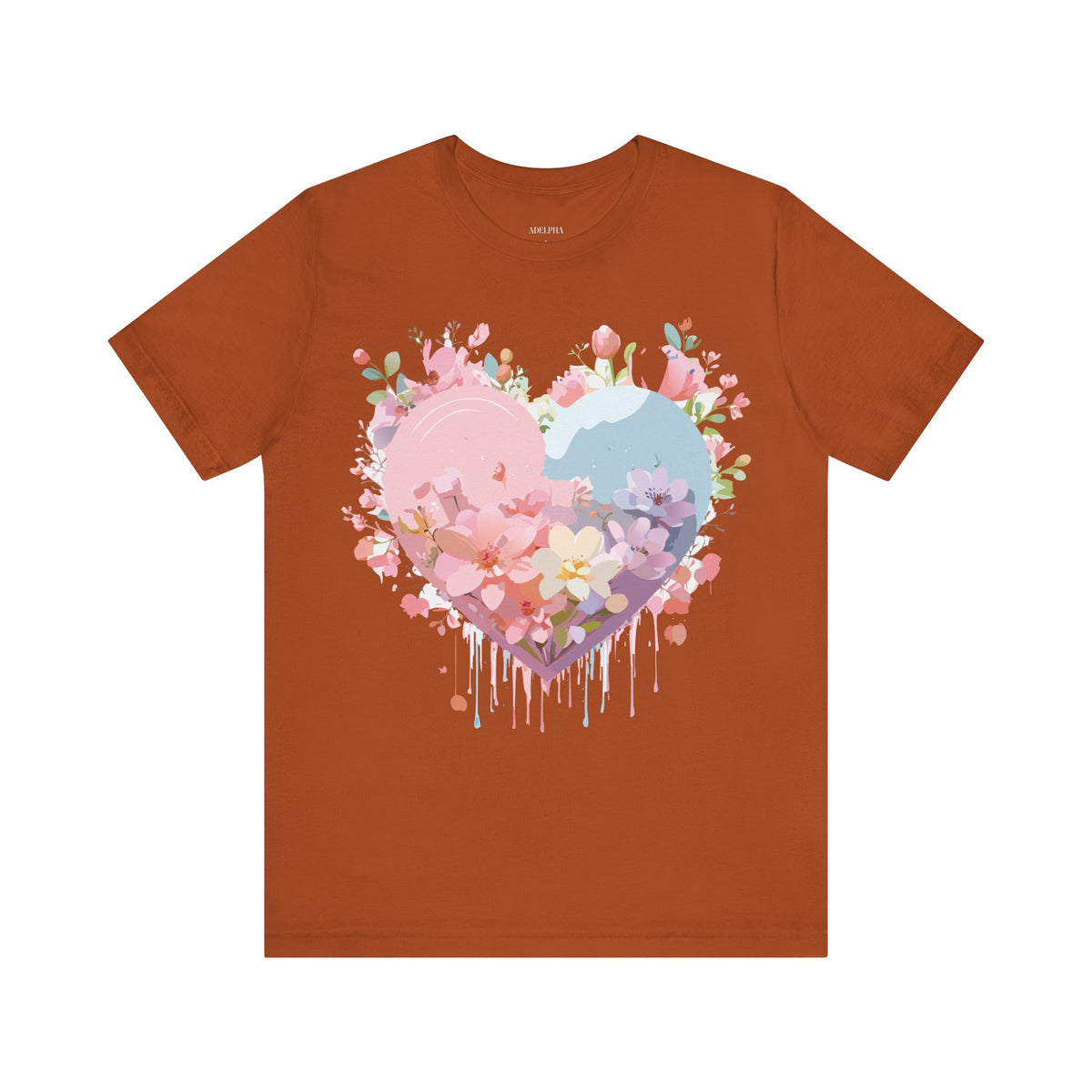 Valentine's Day Graphic Unisex Cotton Bella+Canvas Tee with Floral Art Design d119
