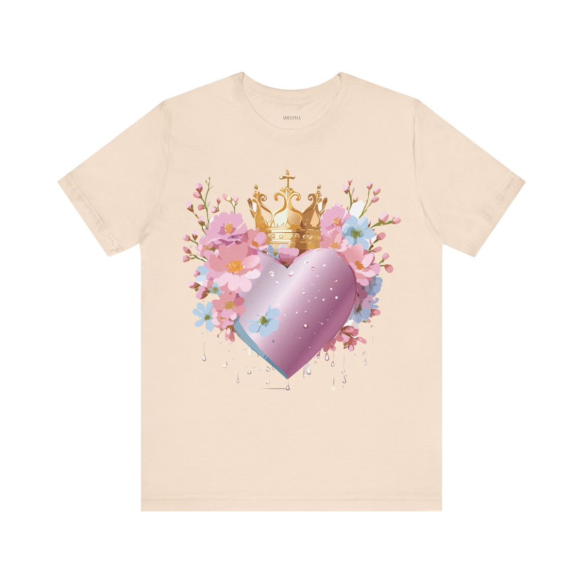 Valentine's Day Graphic Unisex Cotton Bella+Canvas Tee with Floral Art Design d132