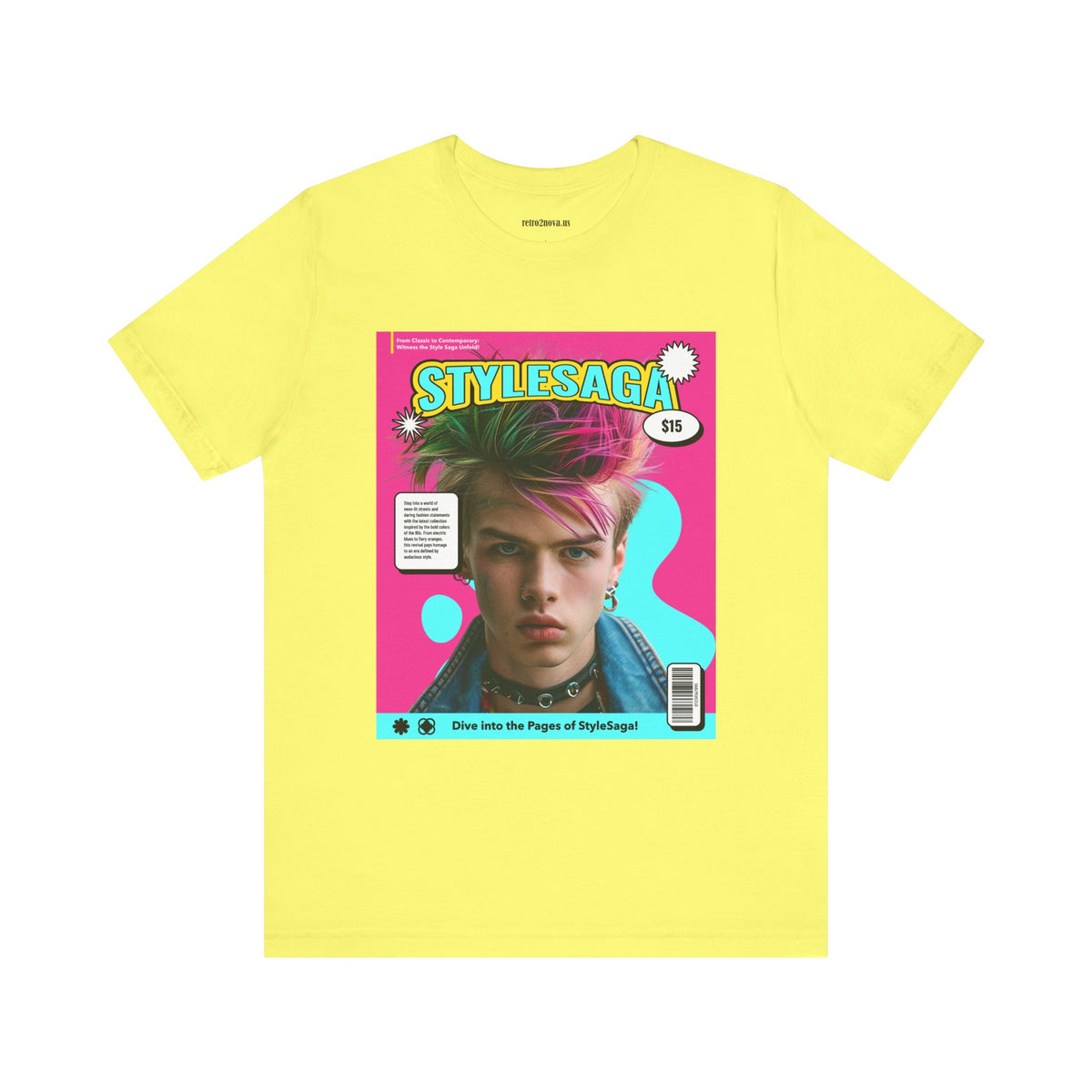 Magazine Cover Graphic Unisex Cotton Bella+Canvas Tee with Retro Poster ab33