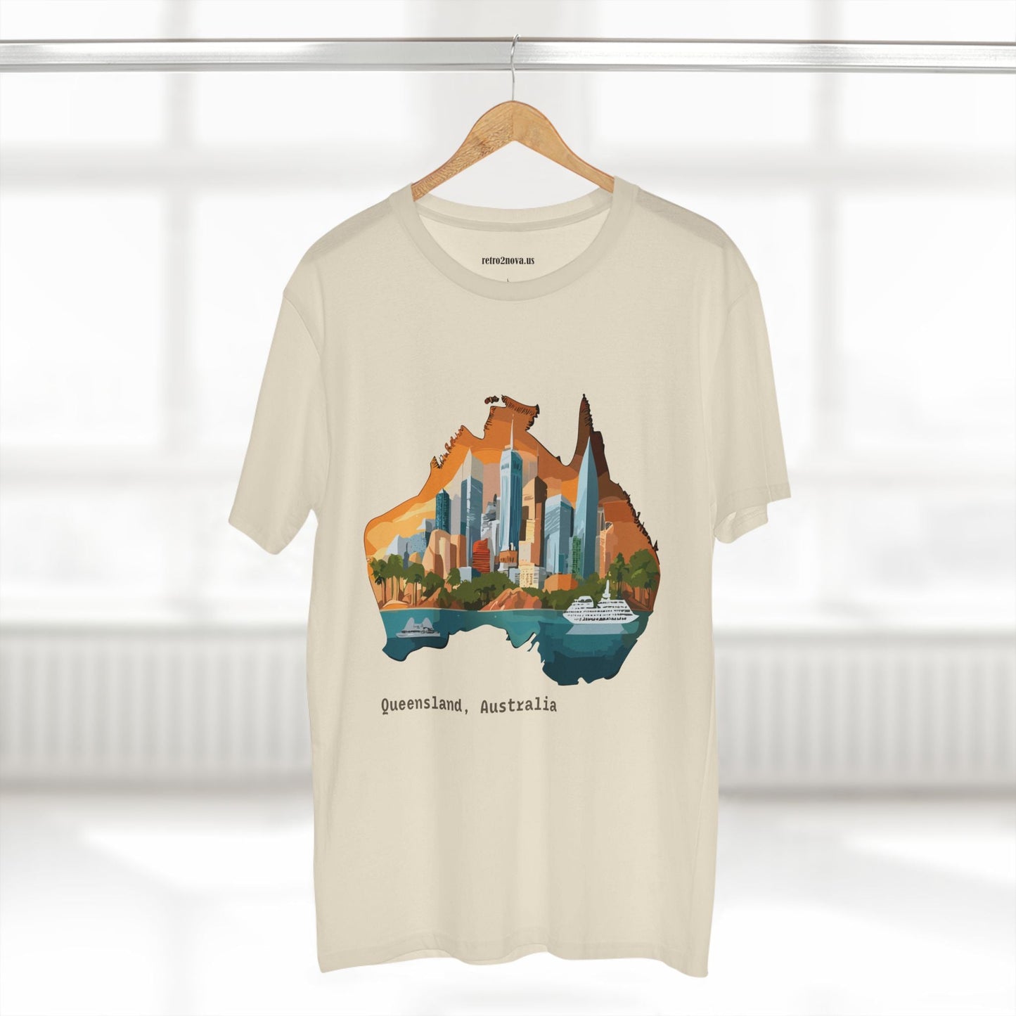 Retro2Nova Australia Travel Shirt Unisex Premium Cotton Tee With Original Art Design