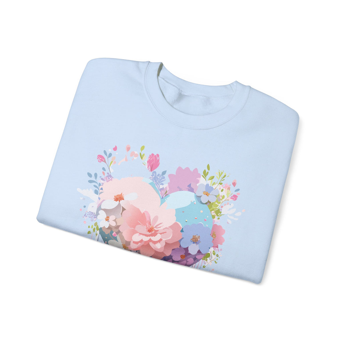Floral Heart Love Graphic Valentine's Day Sweatshirt Unisex 50/50 Cotton-Poly Sweatshirt w22