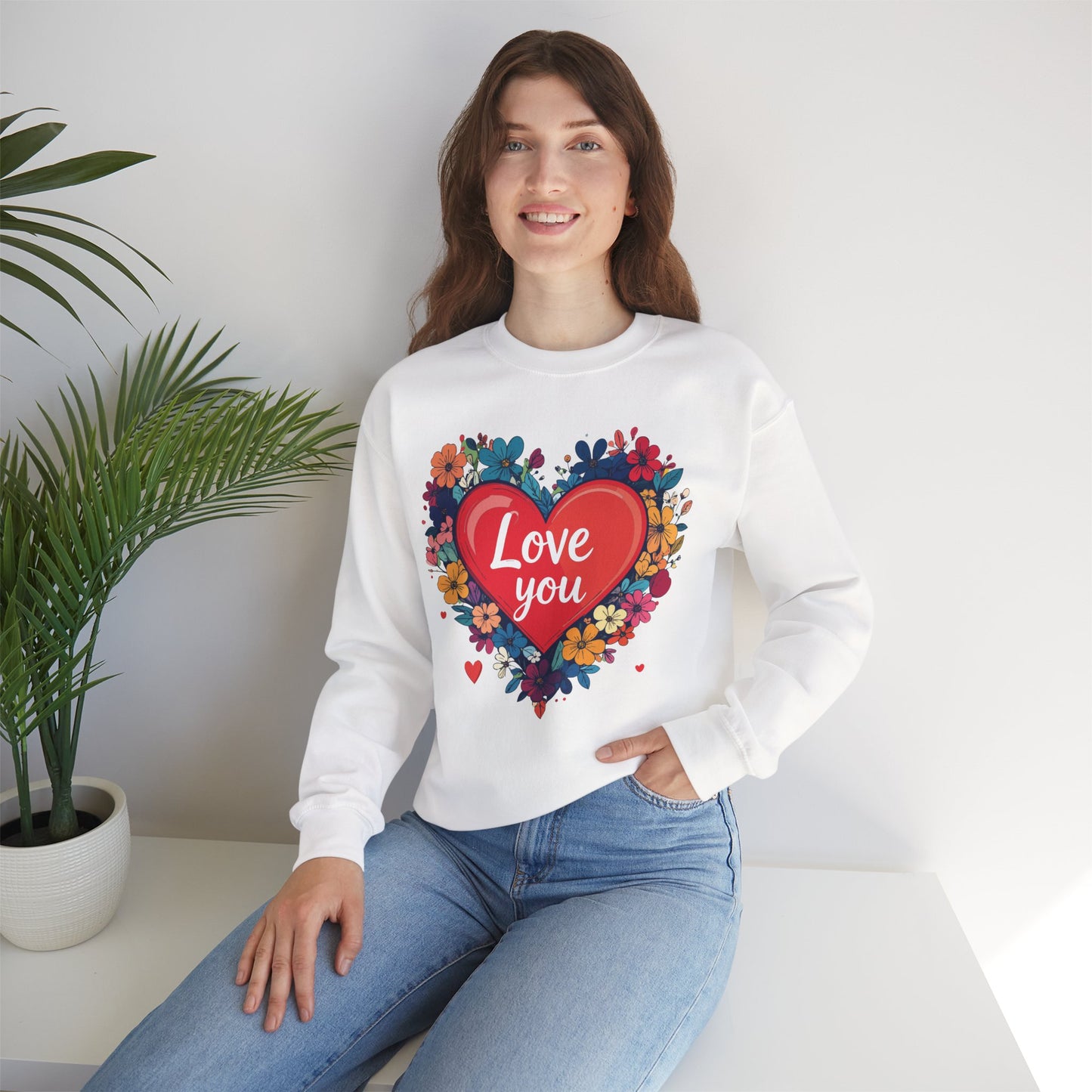 Big Heart Sweatshirt, Floral Heart Sweatshirt, Floral Love Sweatshirt, Valentine's Day Sweatshirt, Heart Floral Sweatshirt 107