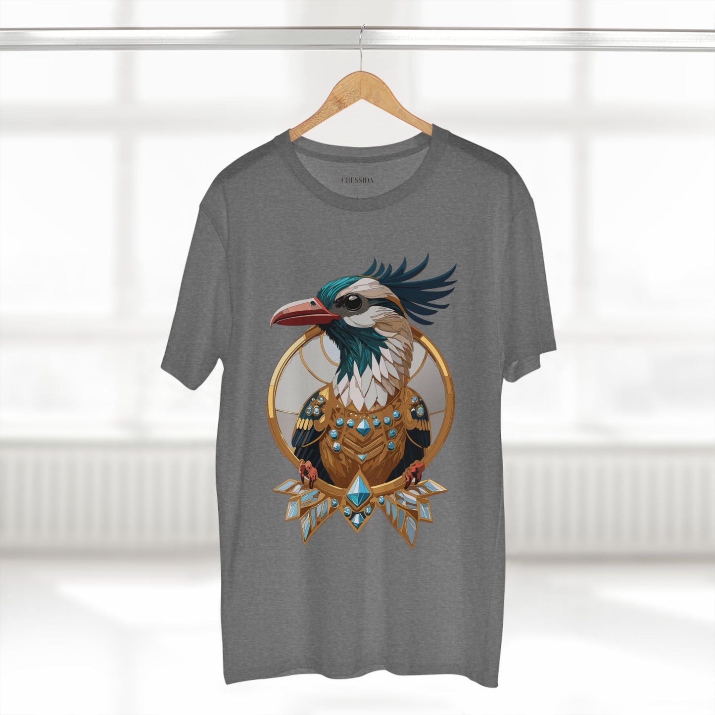 Bird Graphic Unisex 100 Cotton Tee With Unique Animal Golden Medallion Art Design 19