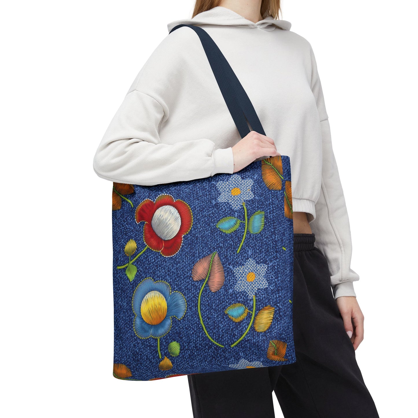 Denim Fabric Imitation Print Unisex Canvas Bag Poly Spun 3 Sizes Tote Bag 169