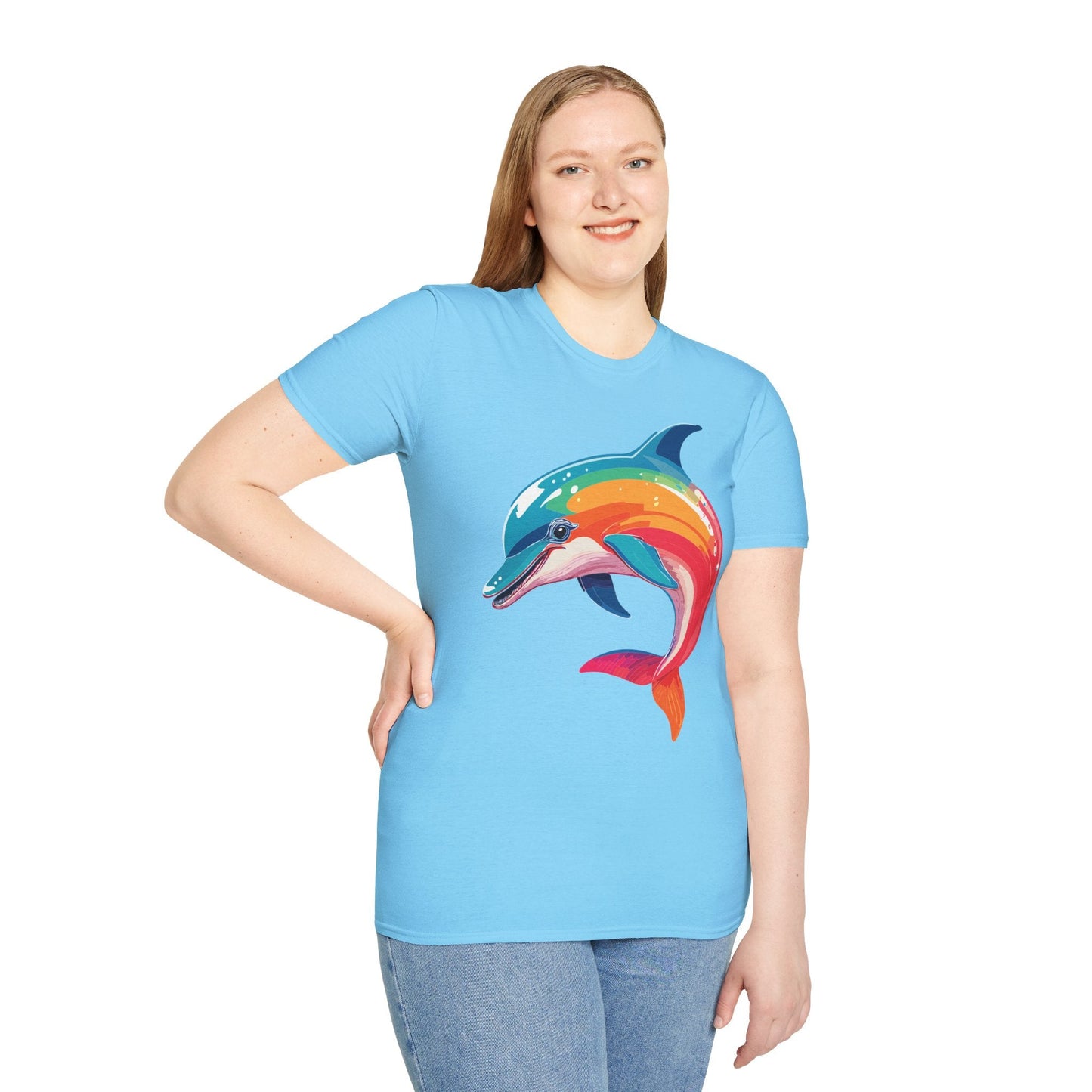 Dolphin Shirt For Unisex 100 Percent Ring Spun Cotton Gildan Softstyle 64000 Short Sleeve Tee