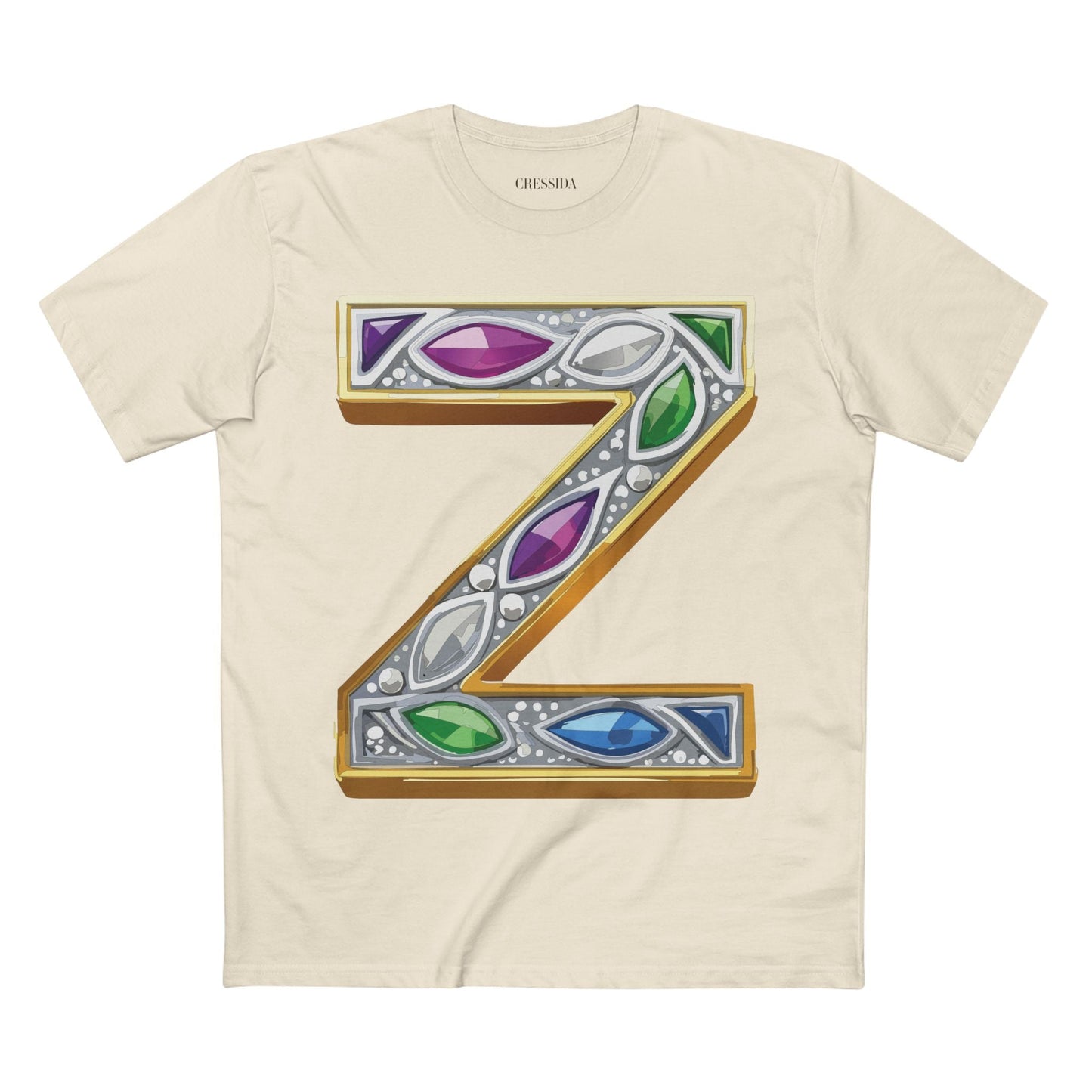 Letter Z Graphic Design Tee Unisex 100 Cotton With Antique Gold Letters Artwork T-Shirt