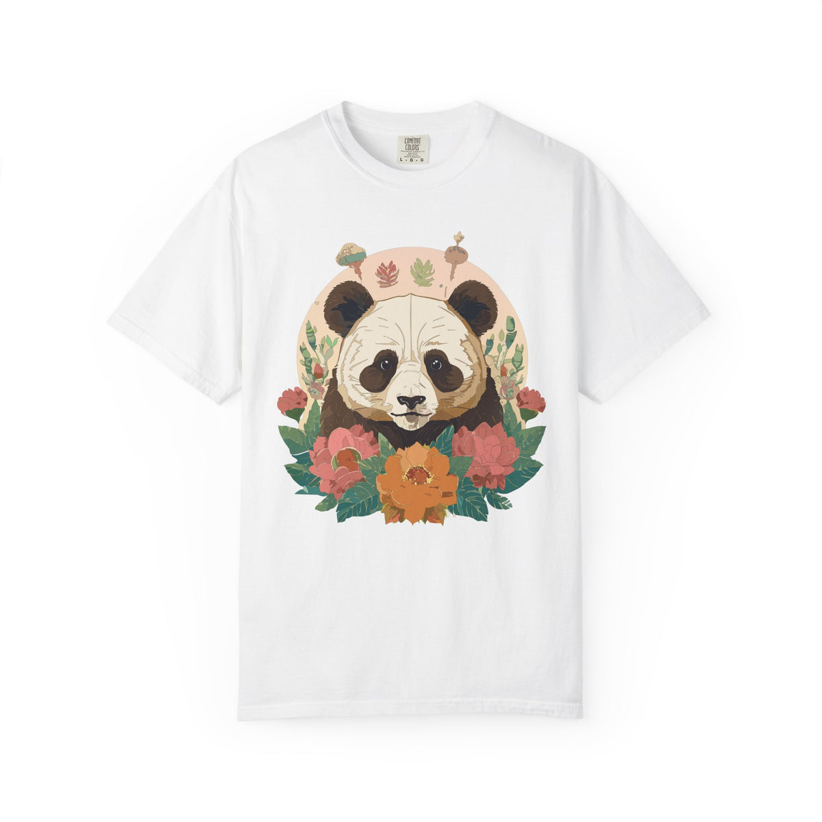Panda Portrait T-Shirt Unisex Cotton Floral Chinese Graphic Circle Animal Art Tee p2