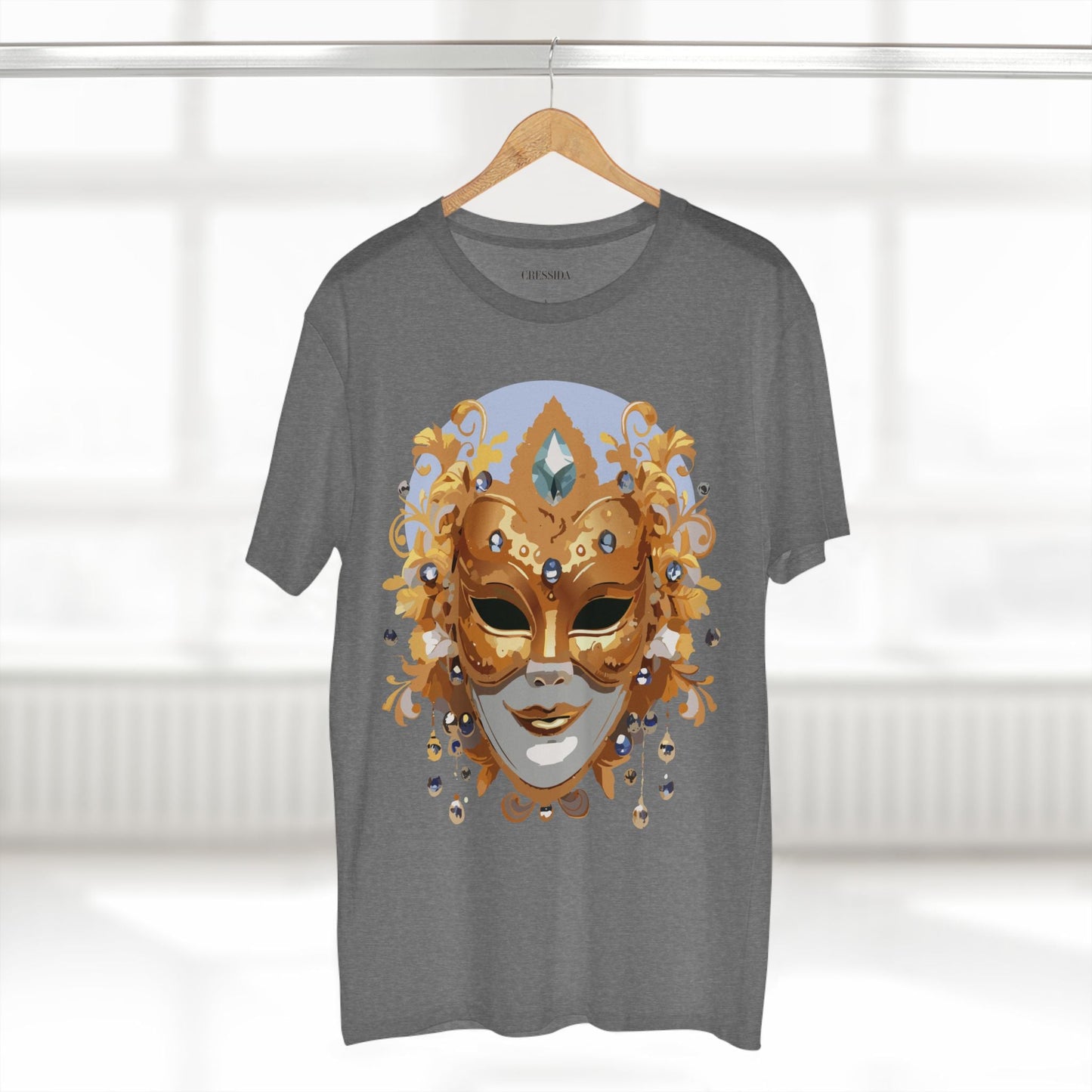 Carnival Mask Graphic T-Shirt Unisex 100 Cotton With Antique Gold Art Design Tee 1