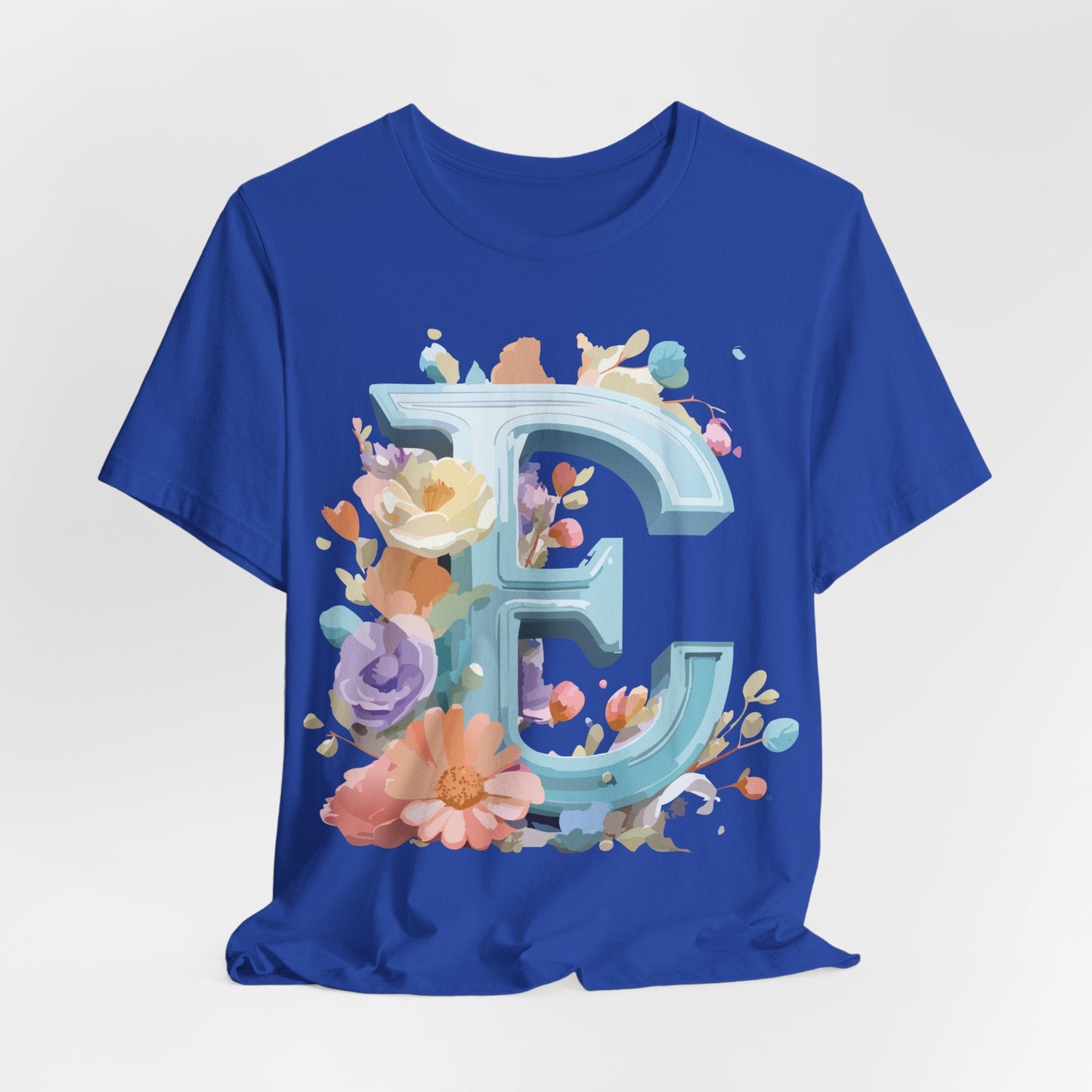 Letter E Graphic Tee Unisex Vintage Inspired Art Design Adelpha Short Sleeve Shirt