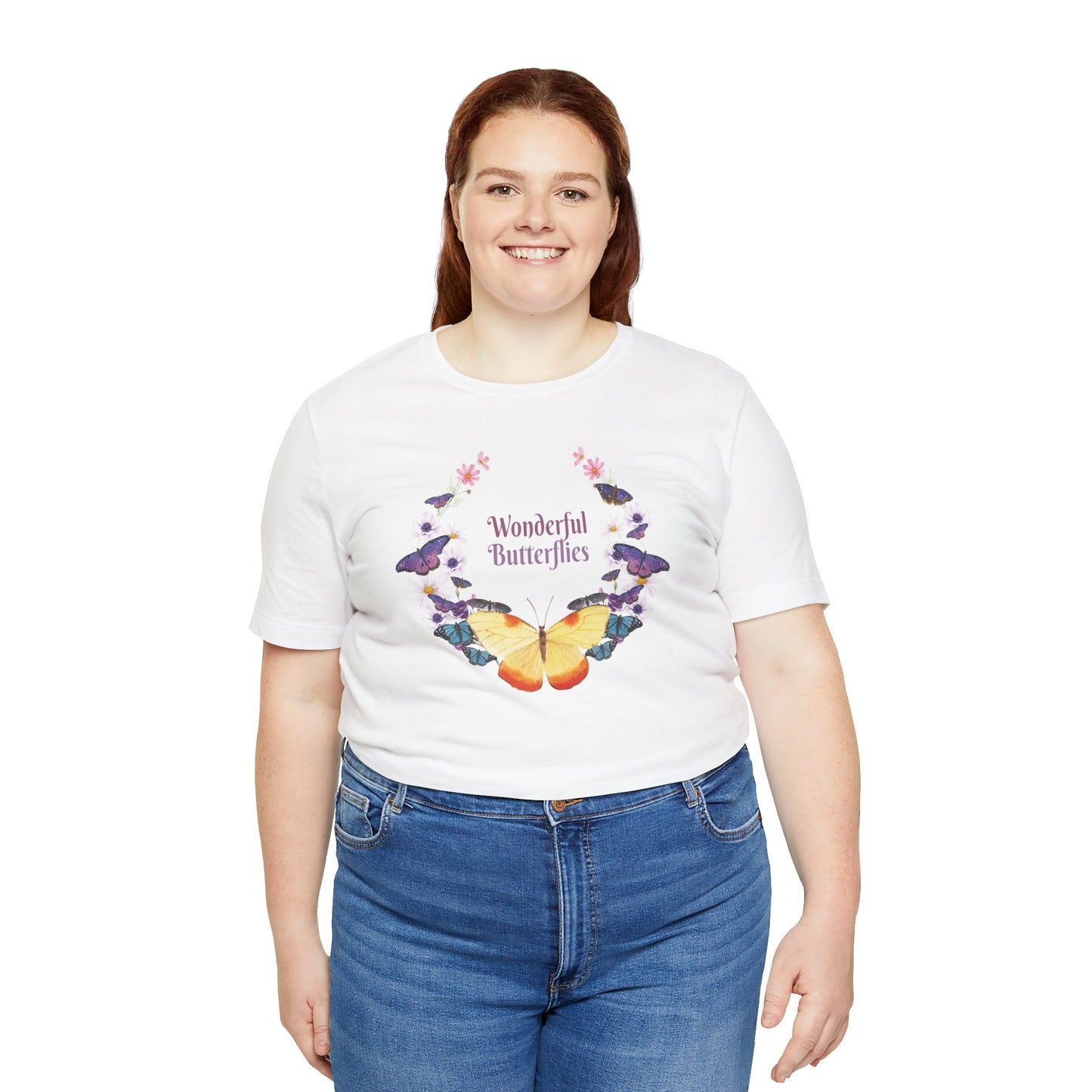 Cotton Tee Shirt with Butterfly Prints